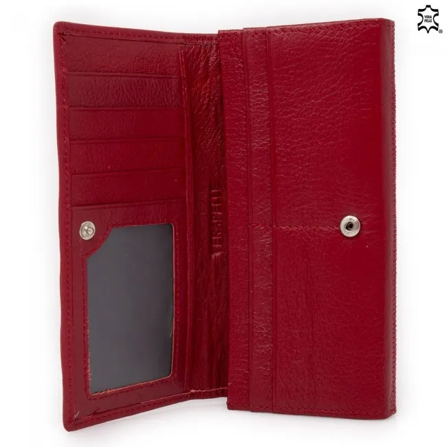 Portafoglio in pelle donna grande rosso