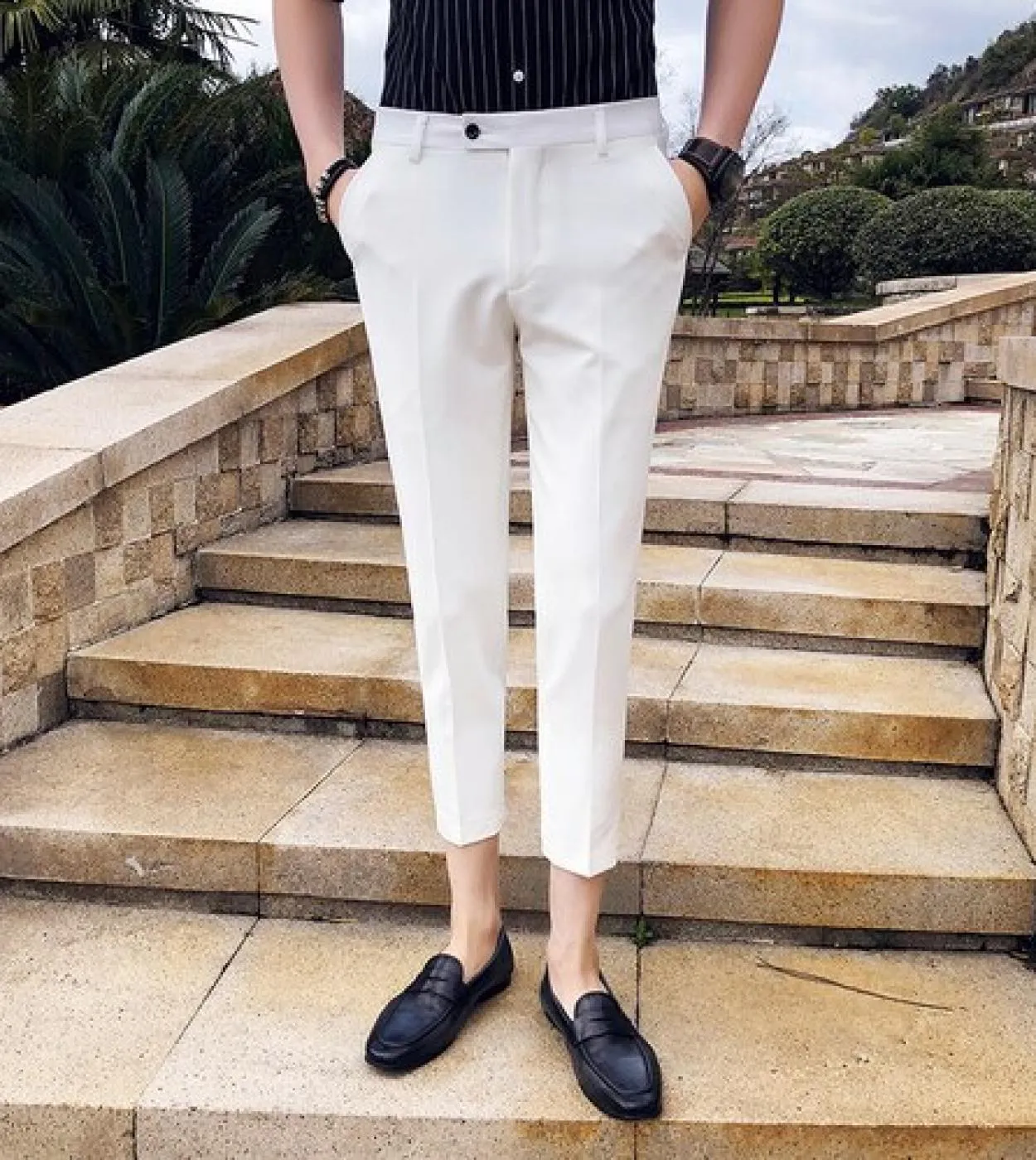 Primavera ed estate New Fashion Boutique Pantaloni casual da uomo slim tinta unita Pantaloni da uomo eleganti da uomo Pantaloni