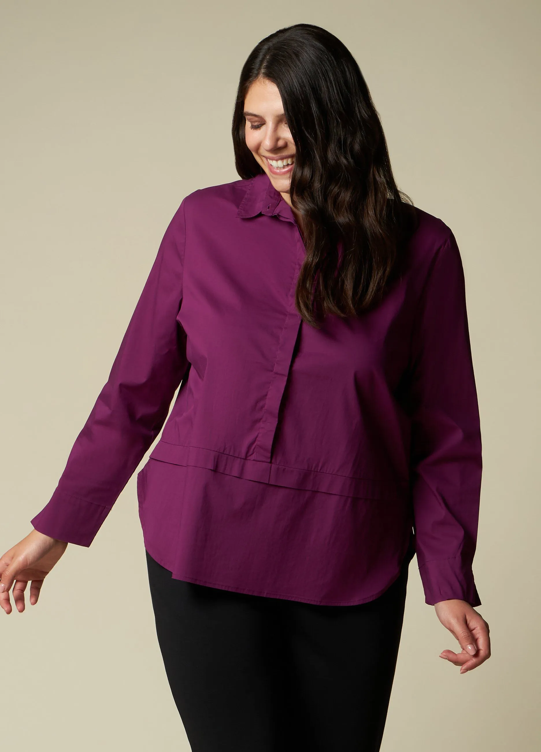 ROSA THEA  Blusa in misto cotone stretch donna curvy