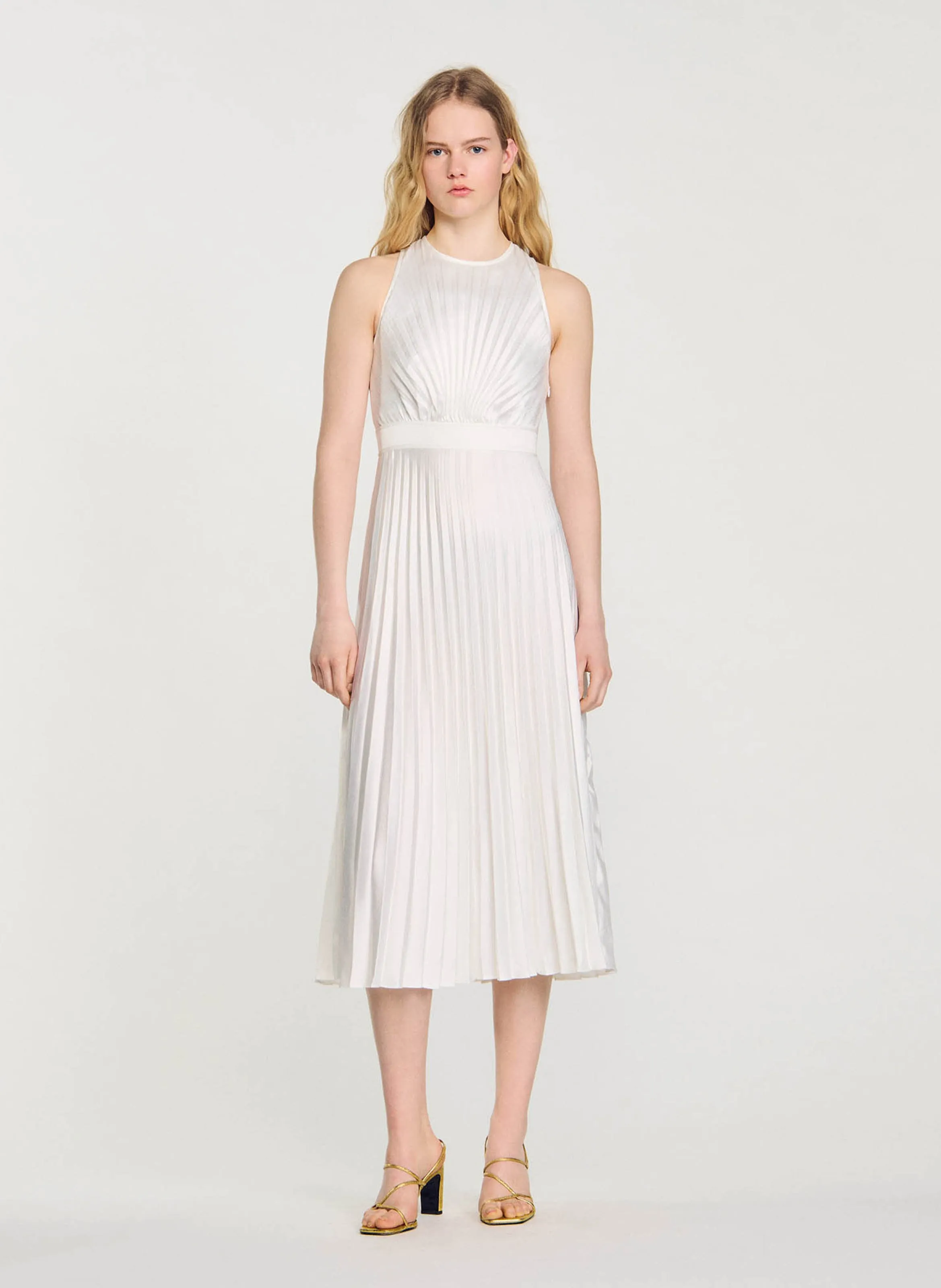  SANDRO   Gonna midi aderente plissettata | Bianco