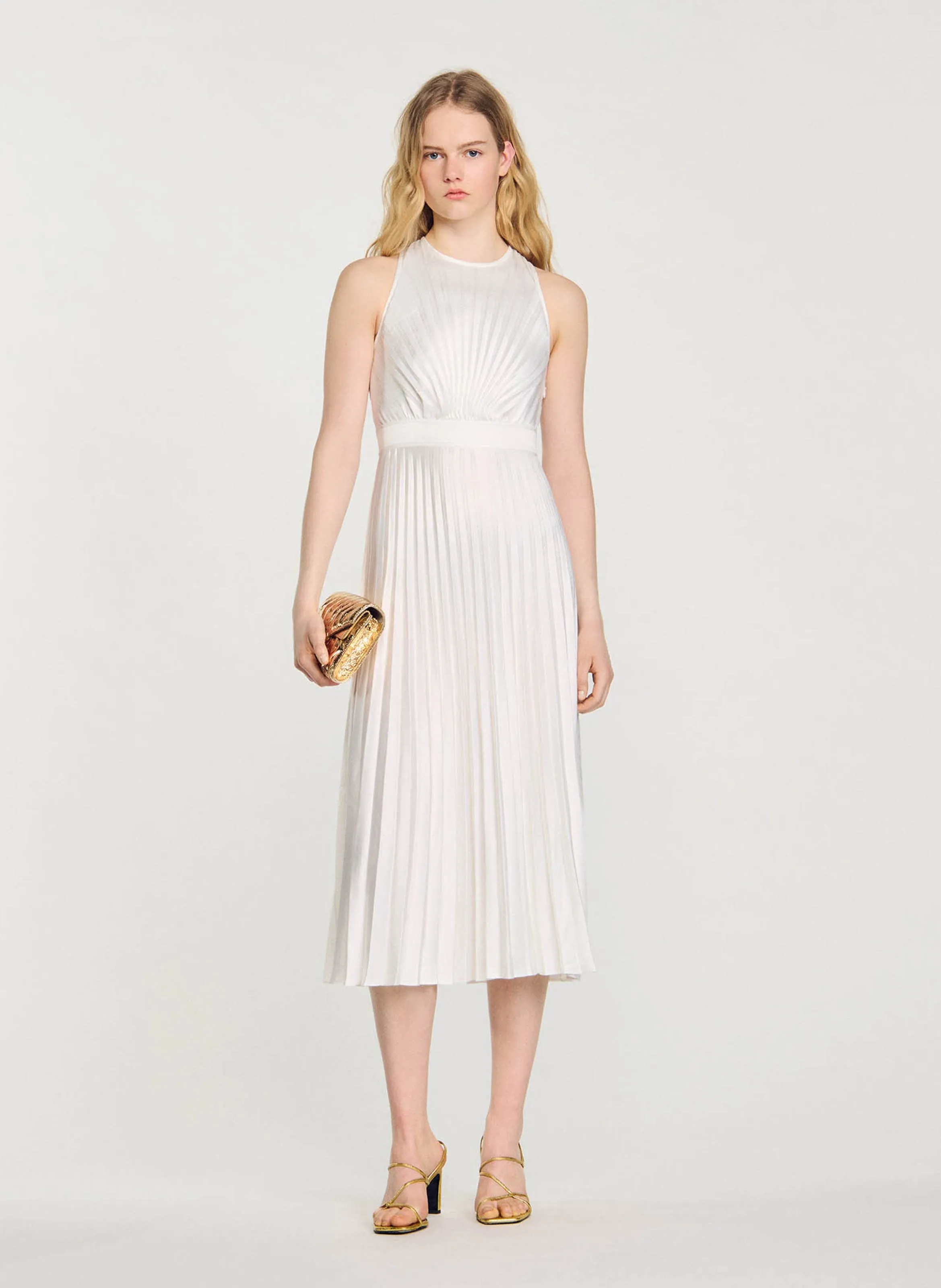  SANDRO   Gonna midi aderente plissettata | Bianco