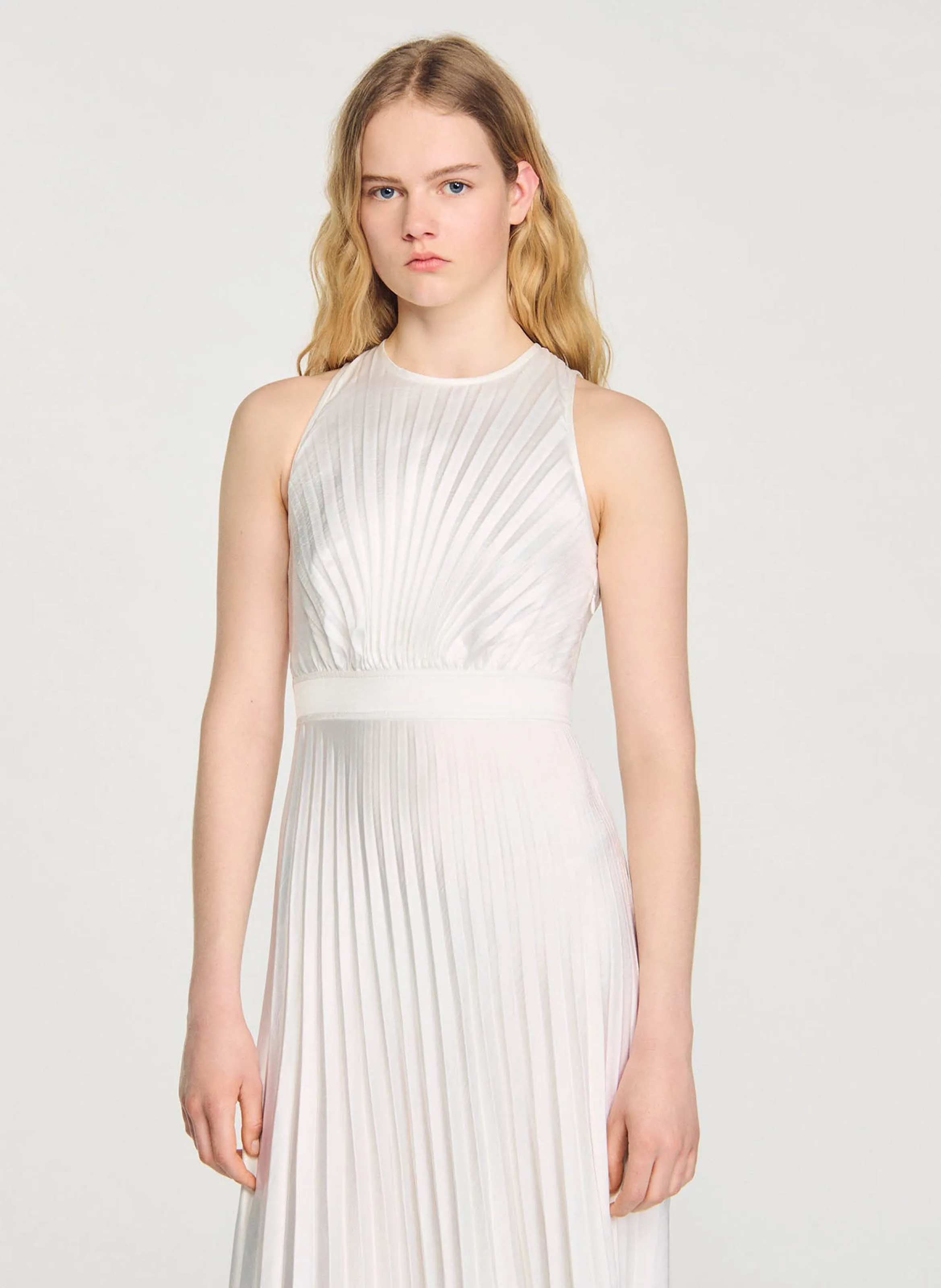  SANDRO   Gonna midi aderente plissettata | Bianco