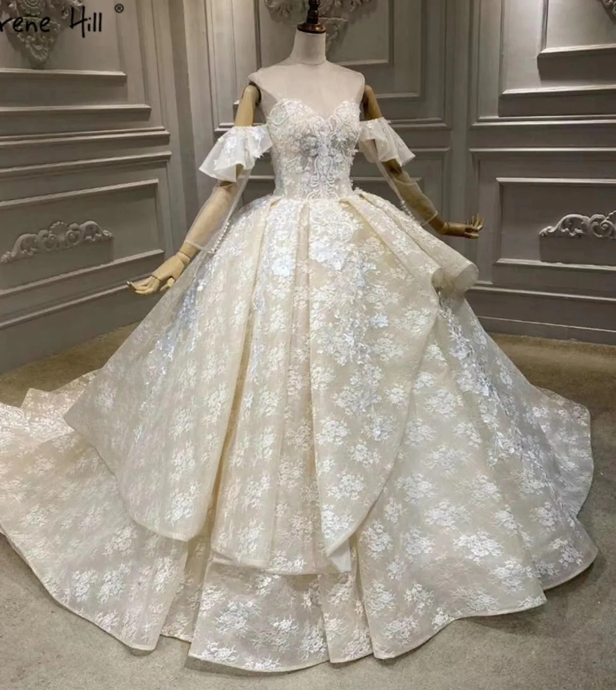Serene Hill Ivory Highend Abiti da sposa senza maniche Perline Abiti da sposa di lusso Ha2433 Abiti da sposa su misura