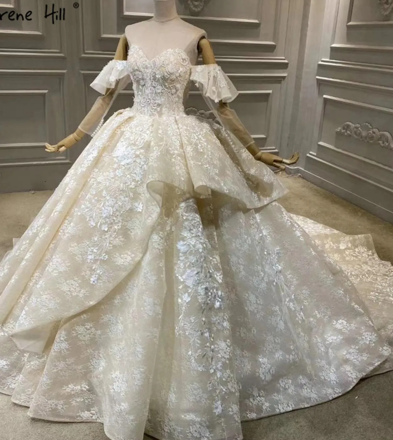 Serene Hill Ivory Highend Abiti da sposa senza maniche Perline Abiti da sposa di lusso Ha2433 Abiti da sposa su misura