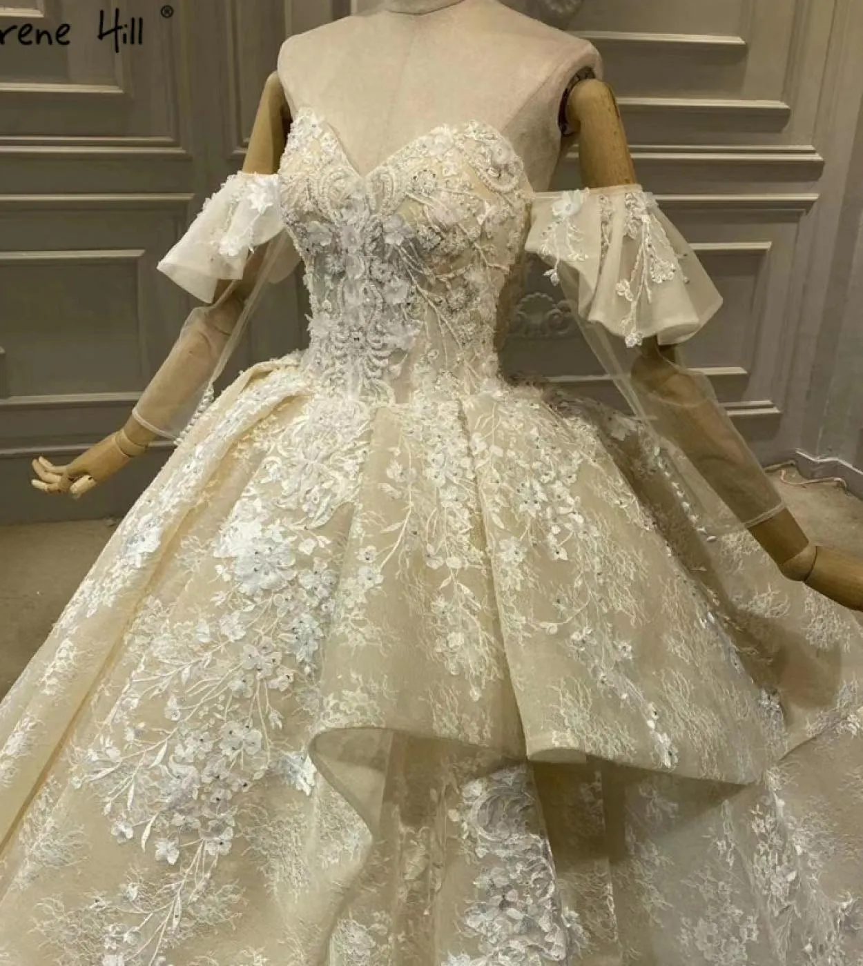 Serene Hill Ivory Highend Abiti da sposa senza maniche Perline Abiti da sposa di lusso Ha2433 Abiti da sposa su misura