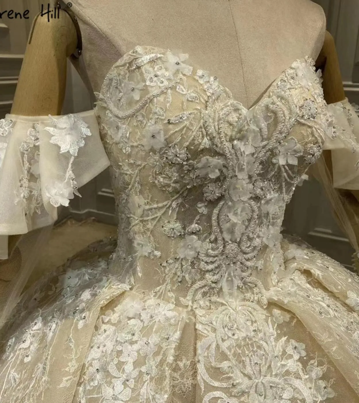 Serene Hill Ivory Highend Abiti da sposa senza maniche Perline Abiti da sposa di lusso Ha2433 Abiti da sposa su misura