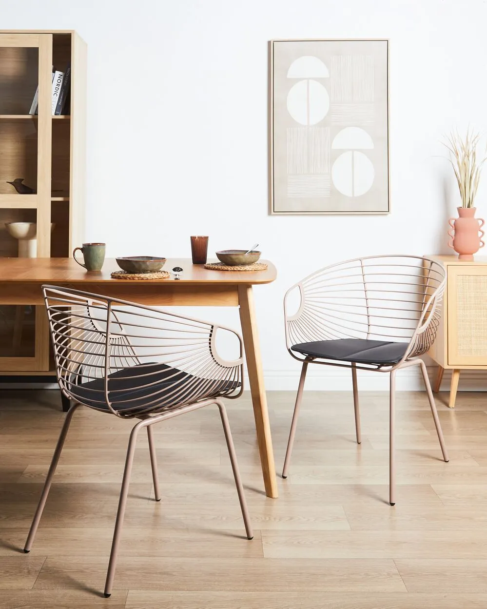 Set di 2 sedie da pranzo HOBACK Metallo Beige