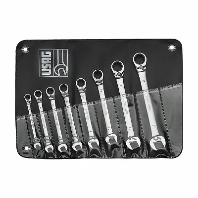 Set di chiavi a cricchetto Usag Ratcheting combination wrenches, 8 pezzi, Acciaio al cromo vanadio