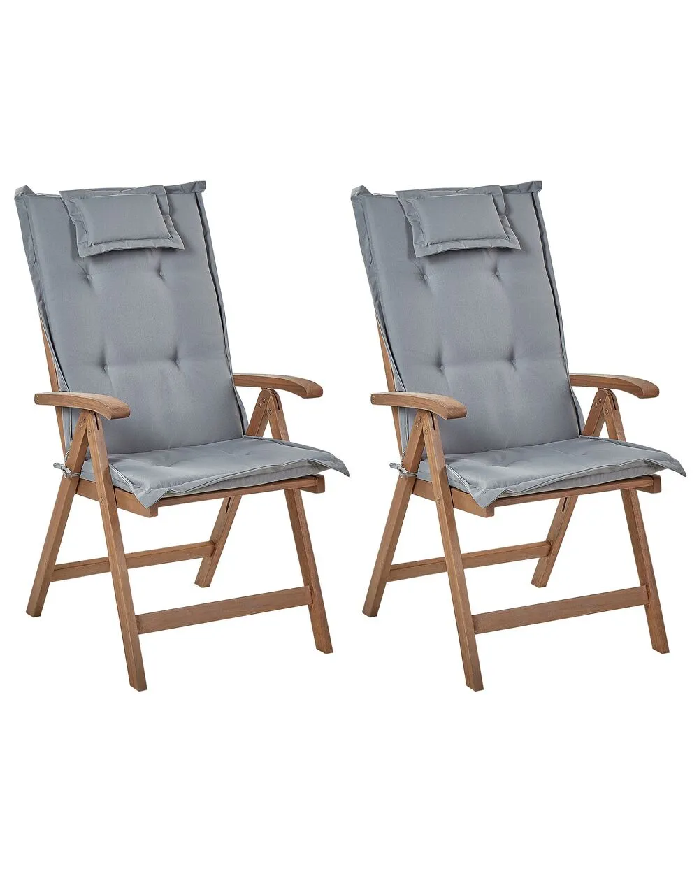 Set of 2 Garden Chairs with Cushions AMANTEA Acacia Wood Grey