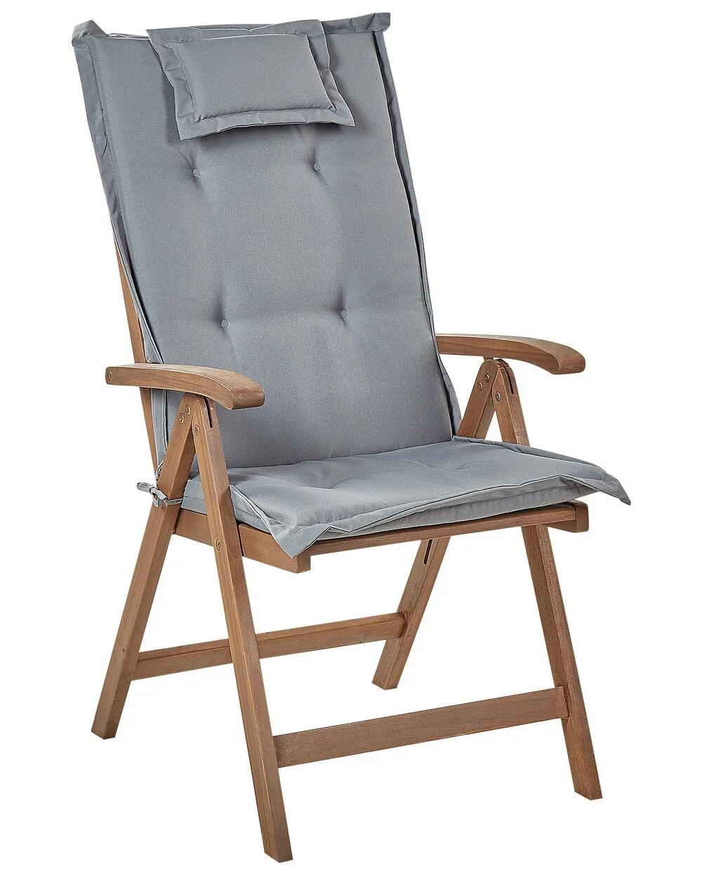 Set of 2 Garden Chairs with Cushions AMANTEA Acacia Wood Grey