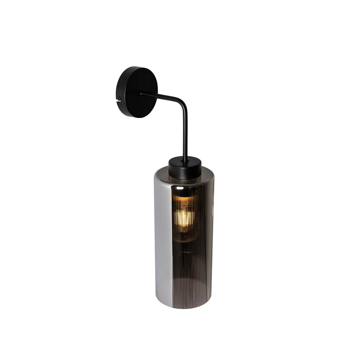 Smart wandlamp zwart met smoke glas incl. Wifi ST64 - Laura