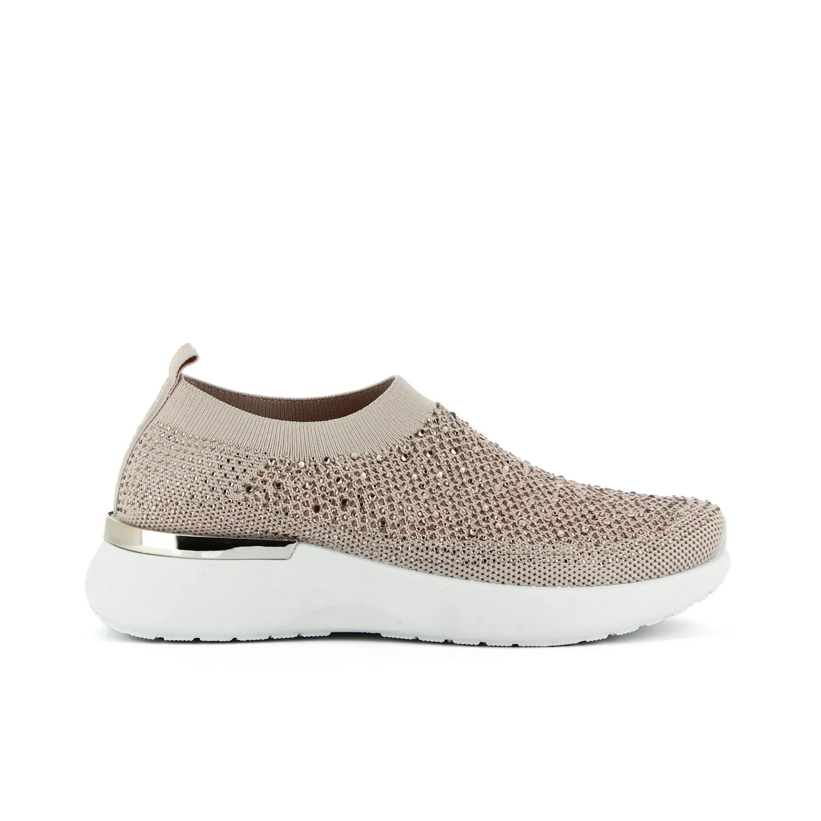 Sneakers a calzino rosa senza lacci con strass