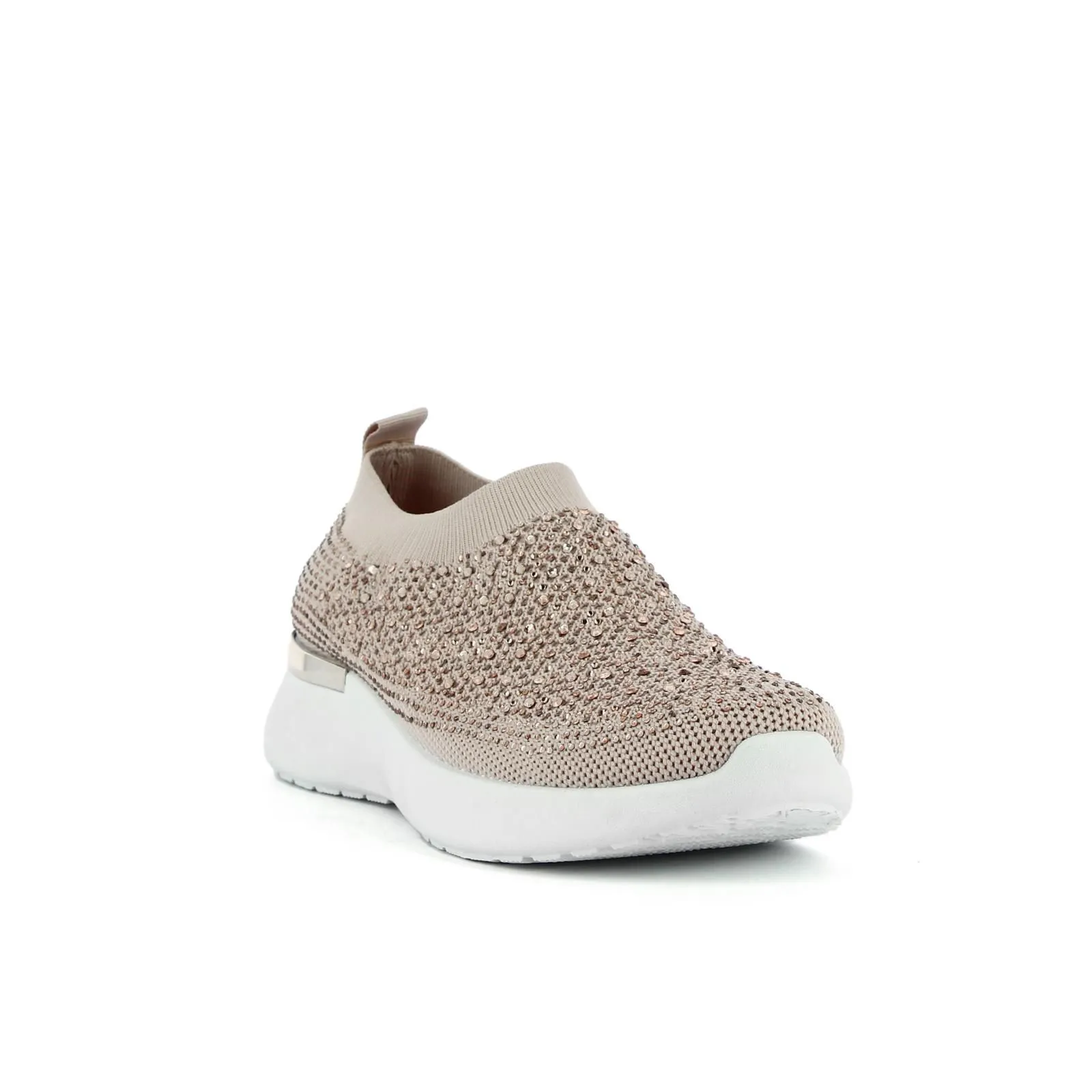 Sneakers a calzino rosa senza lacci con strass