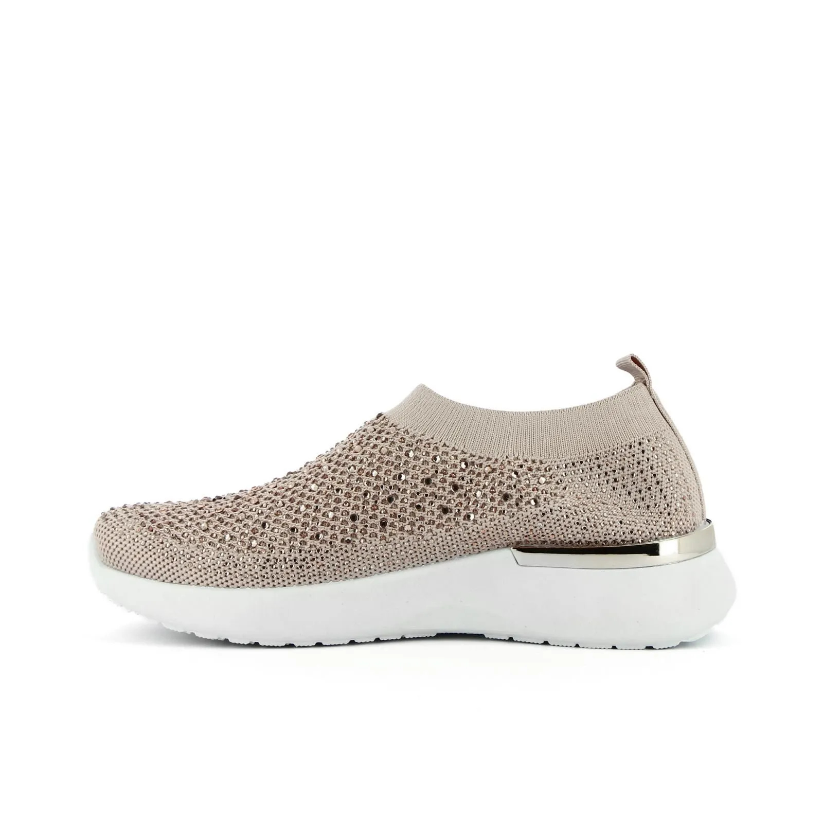 Sneakers a calzino rosa senza lacci con strass