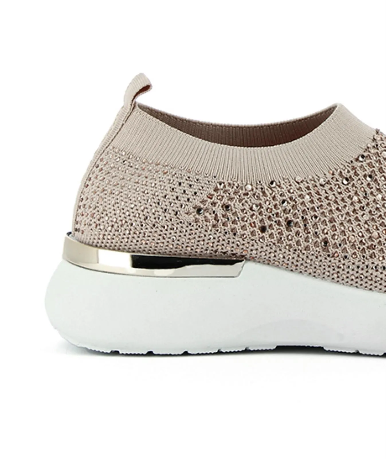 Sneakers a calzino rosa senza lacci con strass