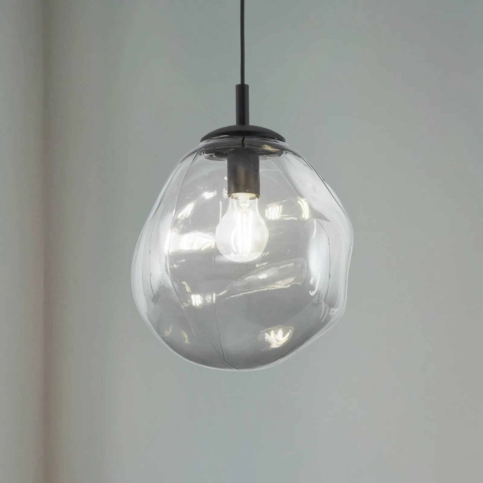 Sol Mini lampada a sospensione, vetro, Ø 25 cm, nero/grigio grafite