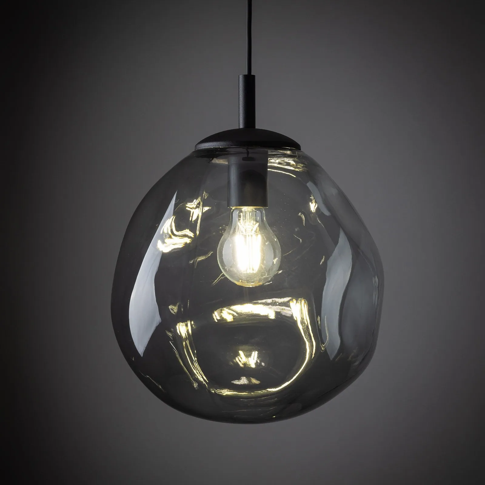 Sol Mini lampada a sospensione, vetro, Ø 25 cm, nero/grigio grafite