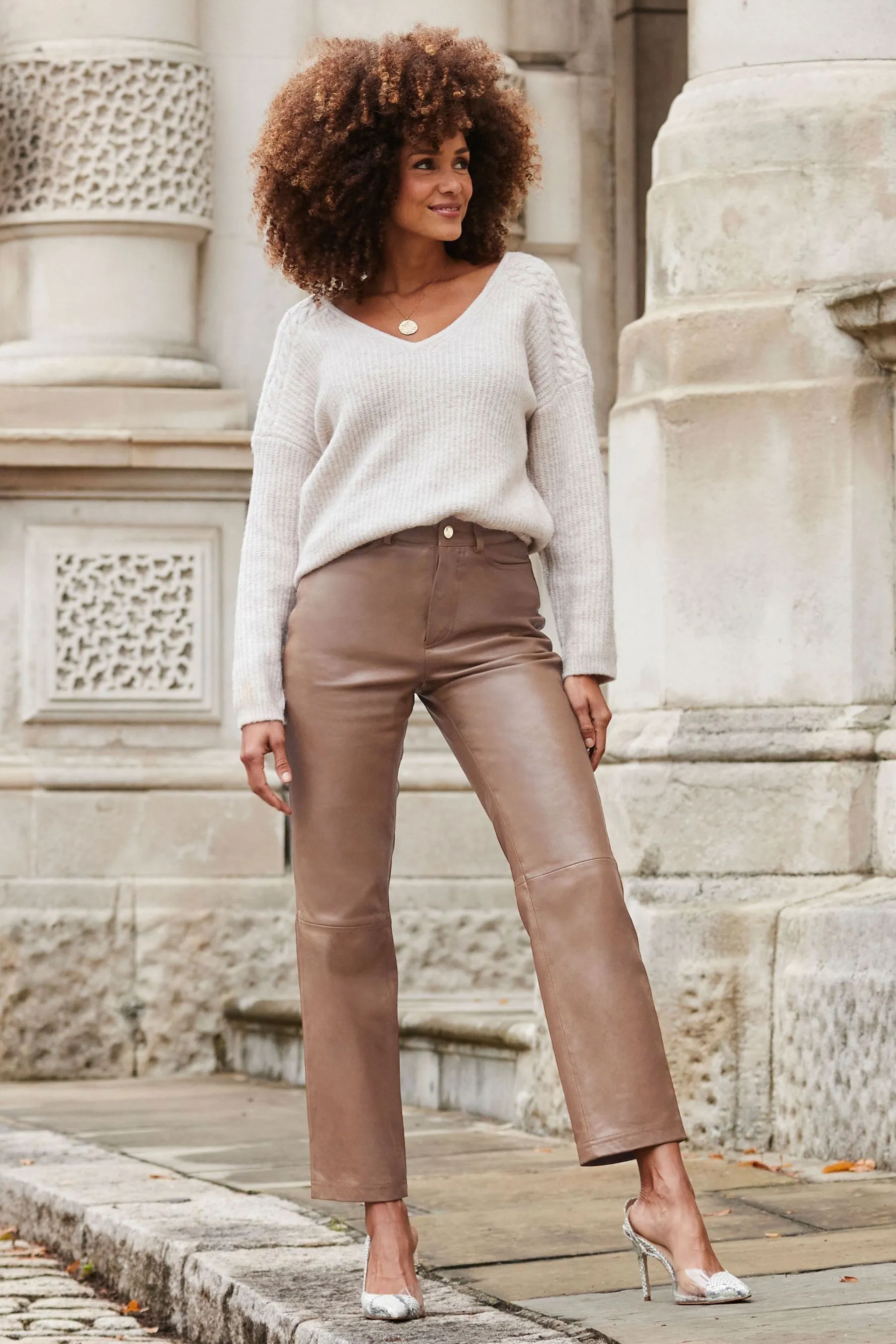 Sosandar - Pantaloni dritto in pelle    