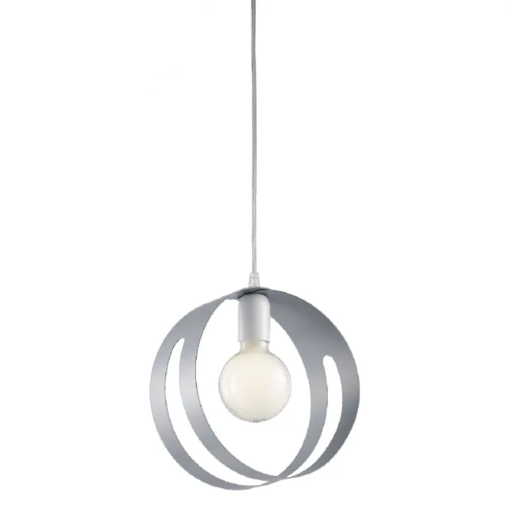 Sospensione Tondeggiante In Metallo Grigio 1xE27 Peter Be Light