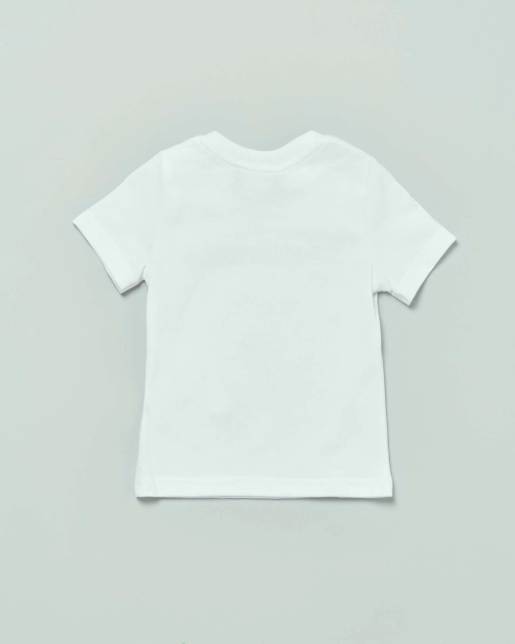 T-shirt bianca in cotone a mezza manica con stampa logo nera 12-36 mesi