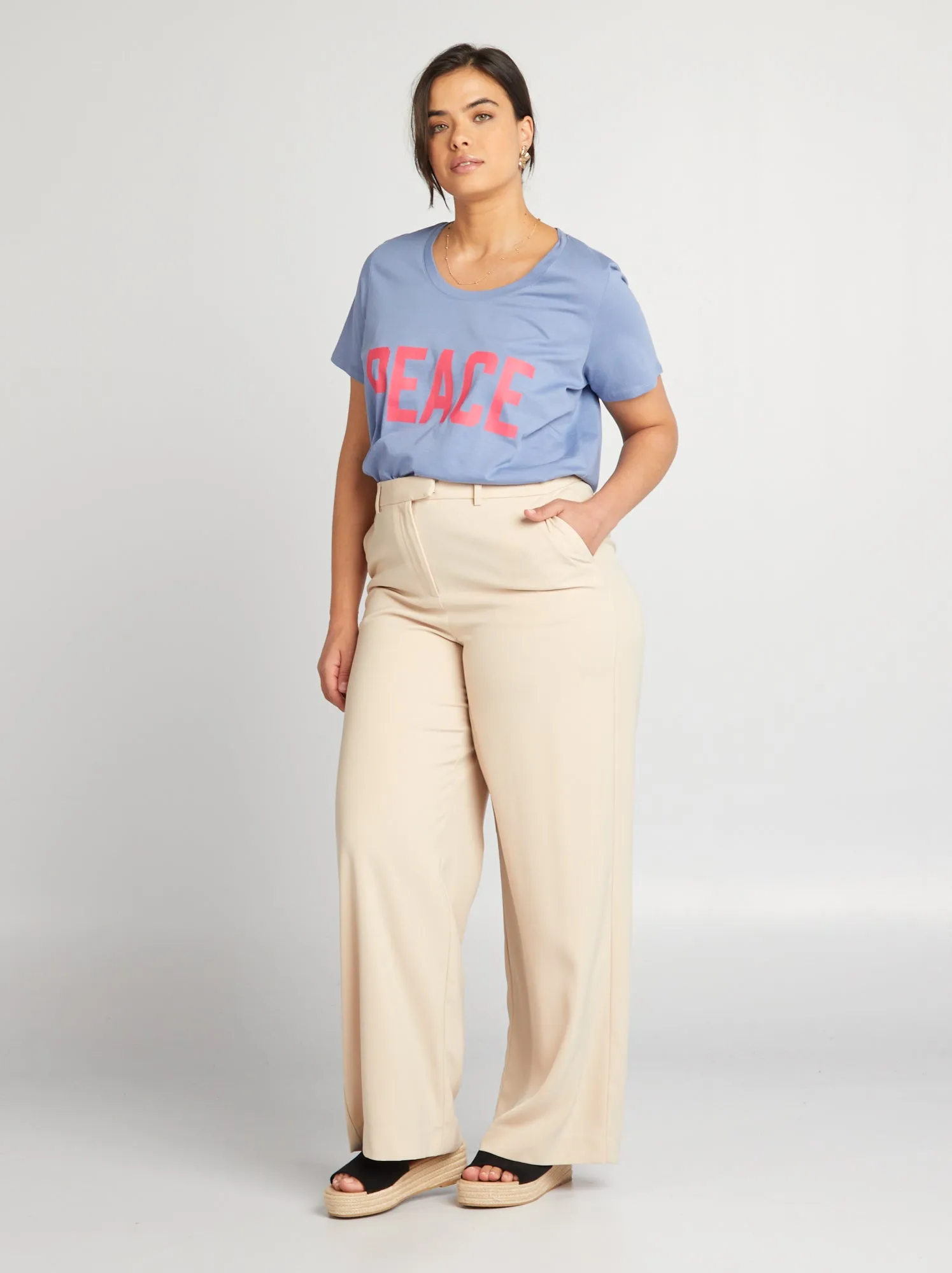 T-shirt in cotone con stampa - BLU
