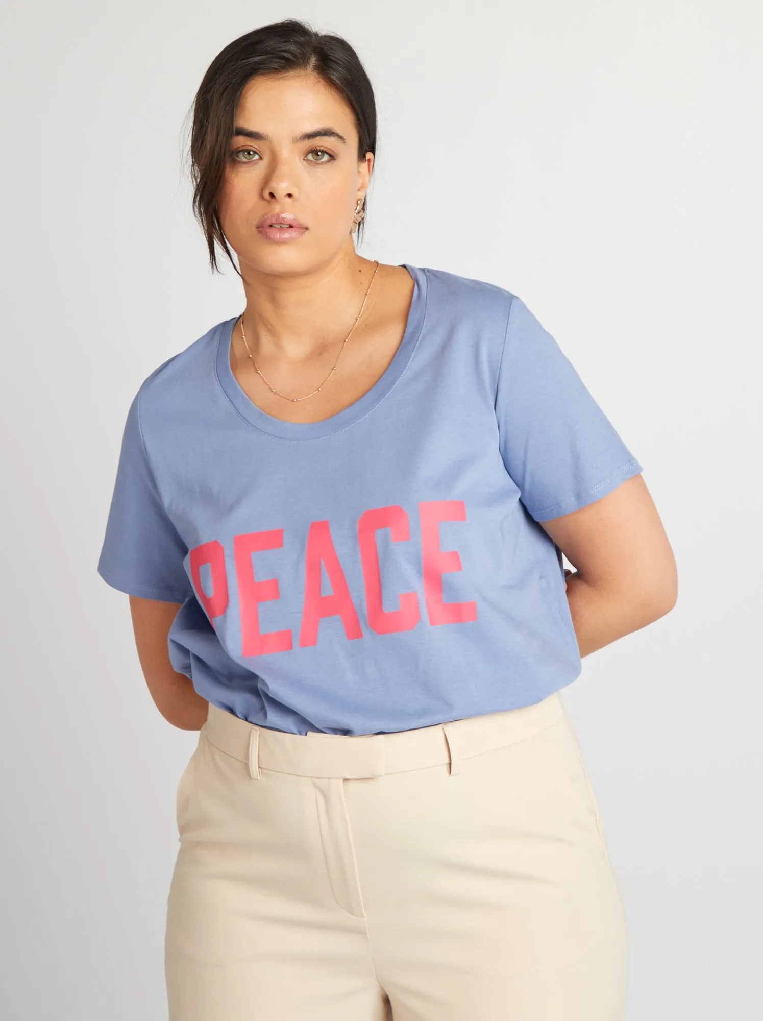 T-shirt in cotone con stampa - BLU