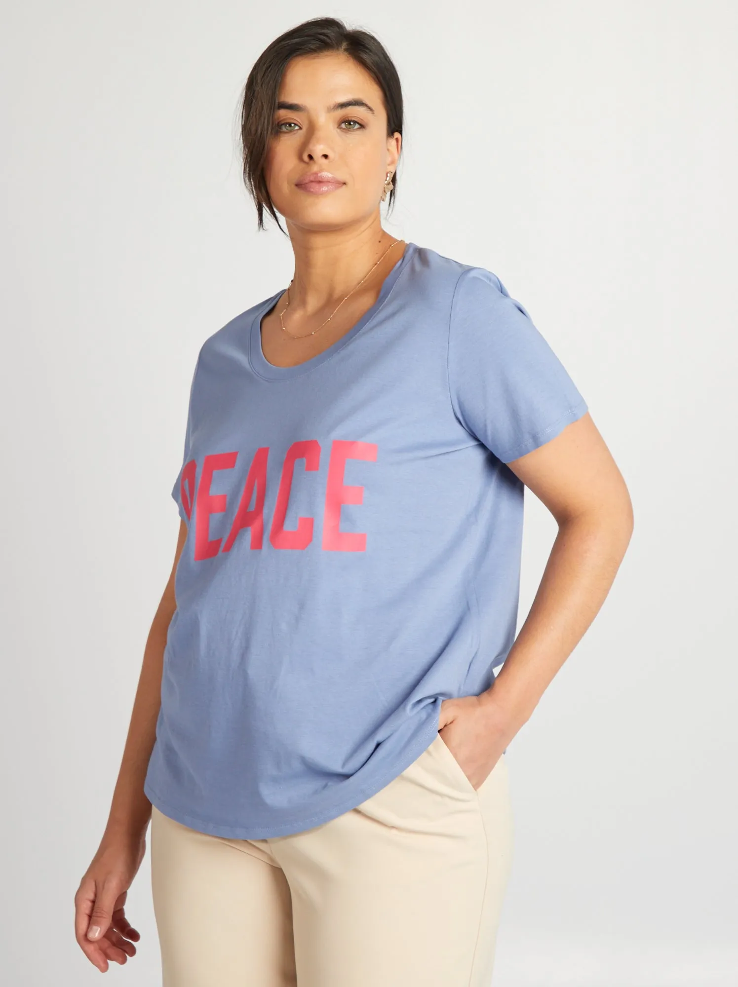 T-shirt in cotone con stampa - BLU
