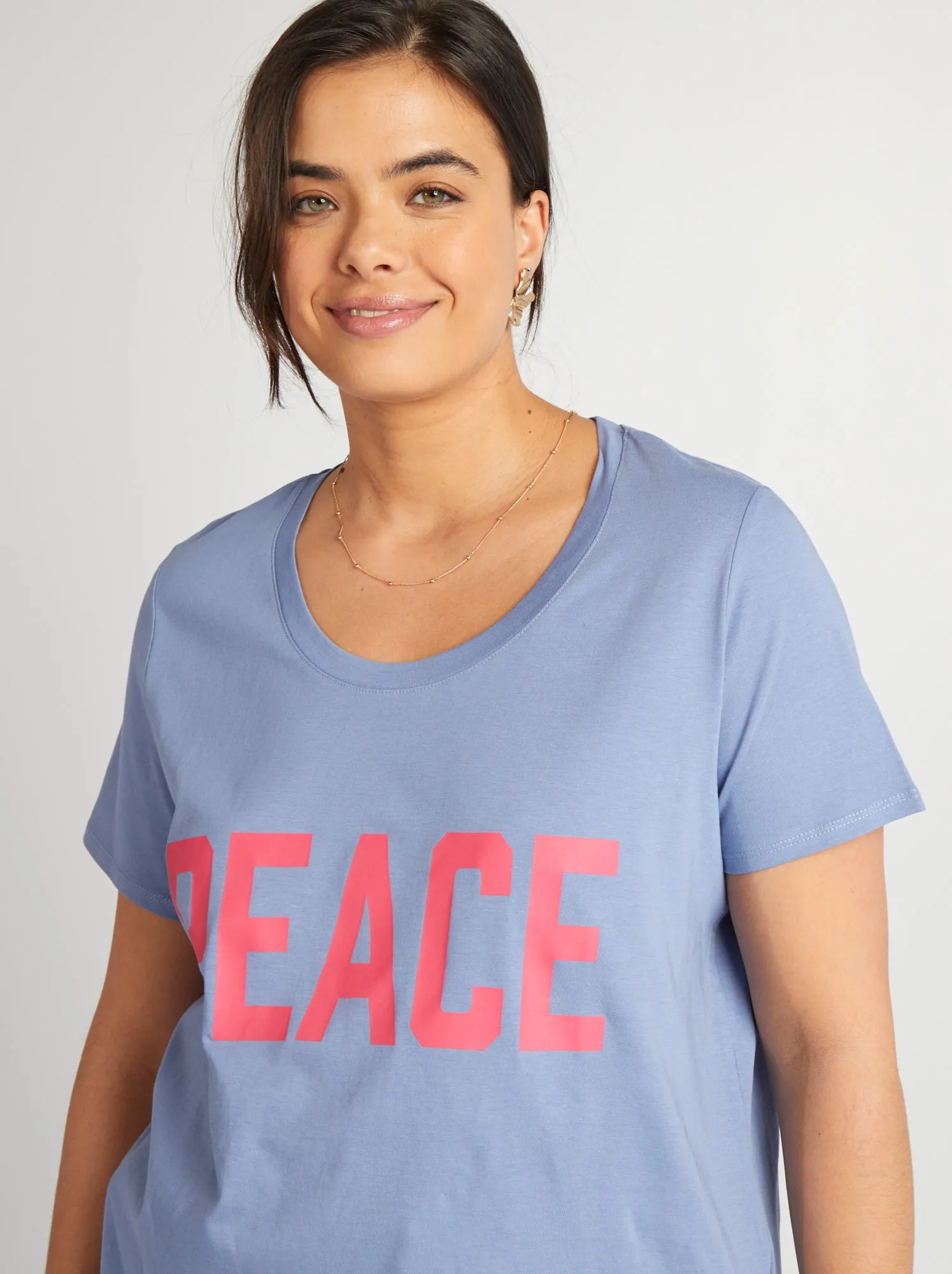 T-shirt in cotone con stampa - BLU