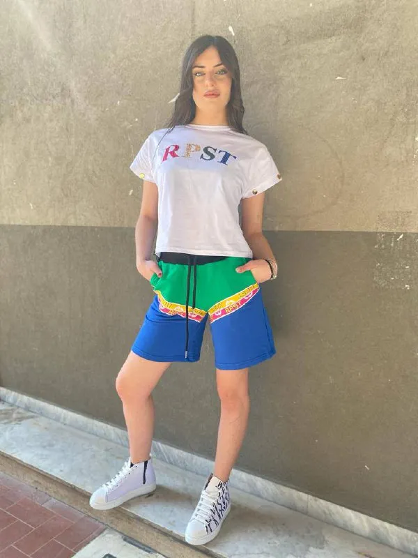 T-shirt mezza manica basic lettere multicolor