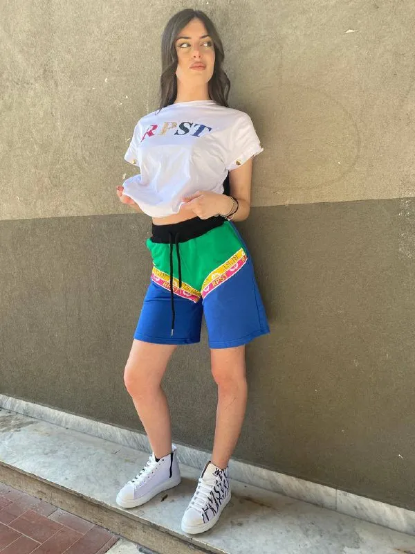 T-shirt mezza manica basic lettere multicolor