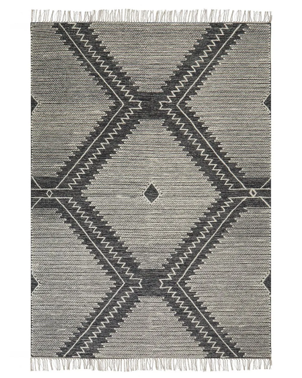 Tappeto cotone nero e bianco sporco 160 x 230 cm ARBAA