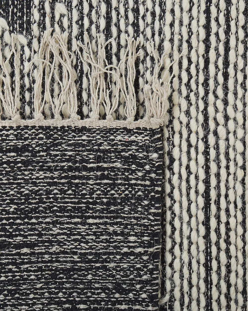 Tappeto cotone nero e bianco sporco 160 x 230 cm ARBAA