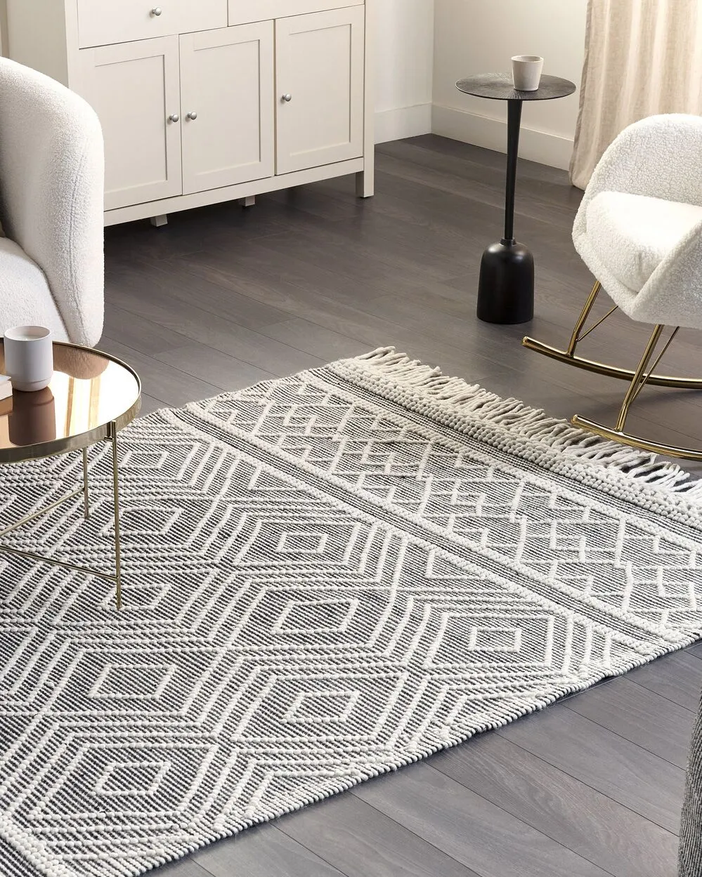 Tappeto  lana bianco e nero 160 x 230 cm SAVUCA