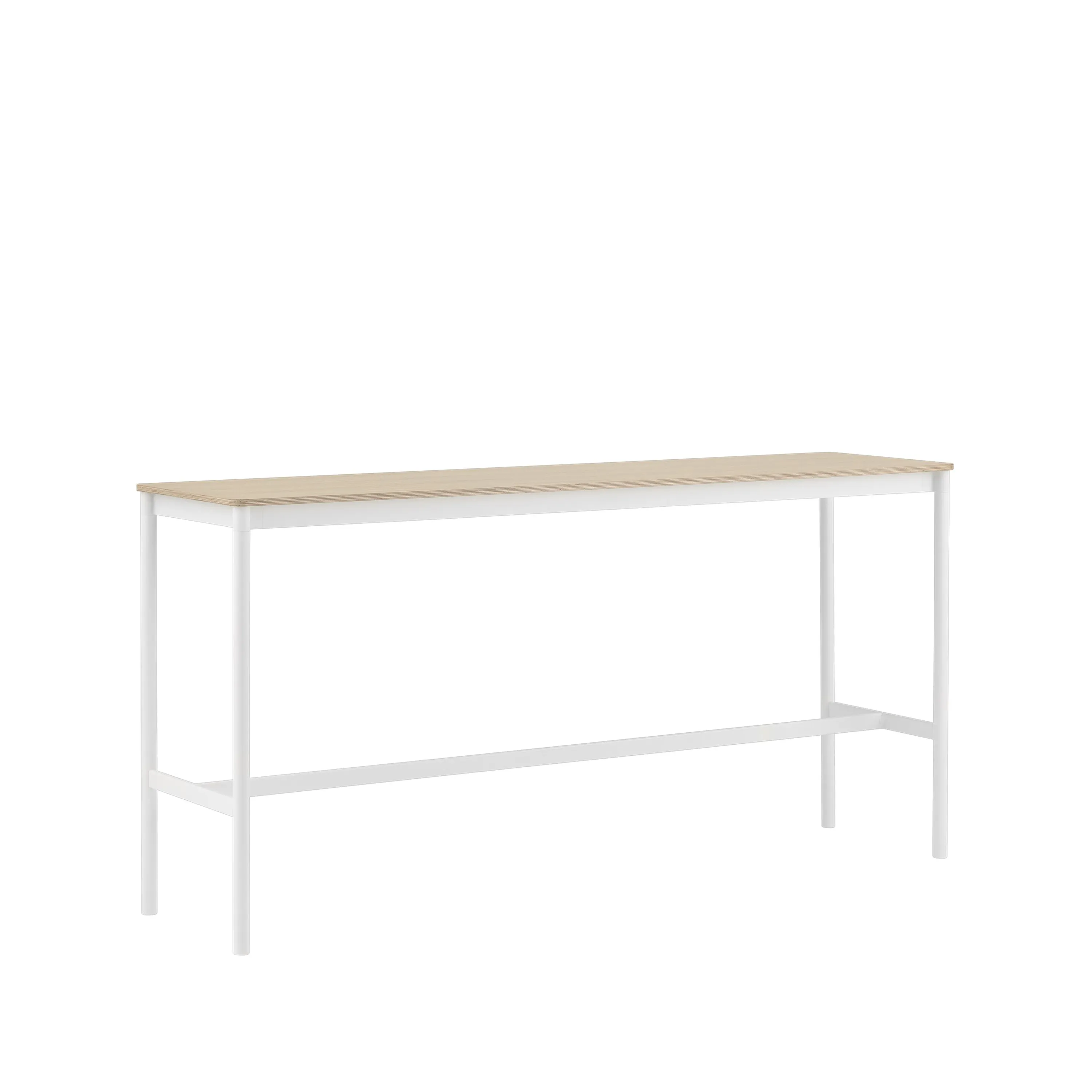 Tavolo da bar Base High.jf{font-size:18px}laminato bianco, base bianca, bordo in ABS, base: 85 cm, l. 190 cm, alt. 95 cm