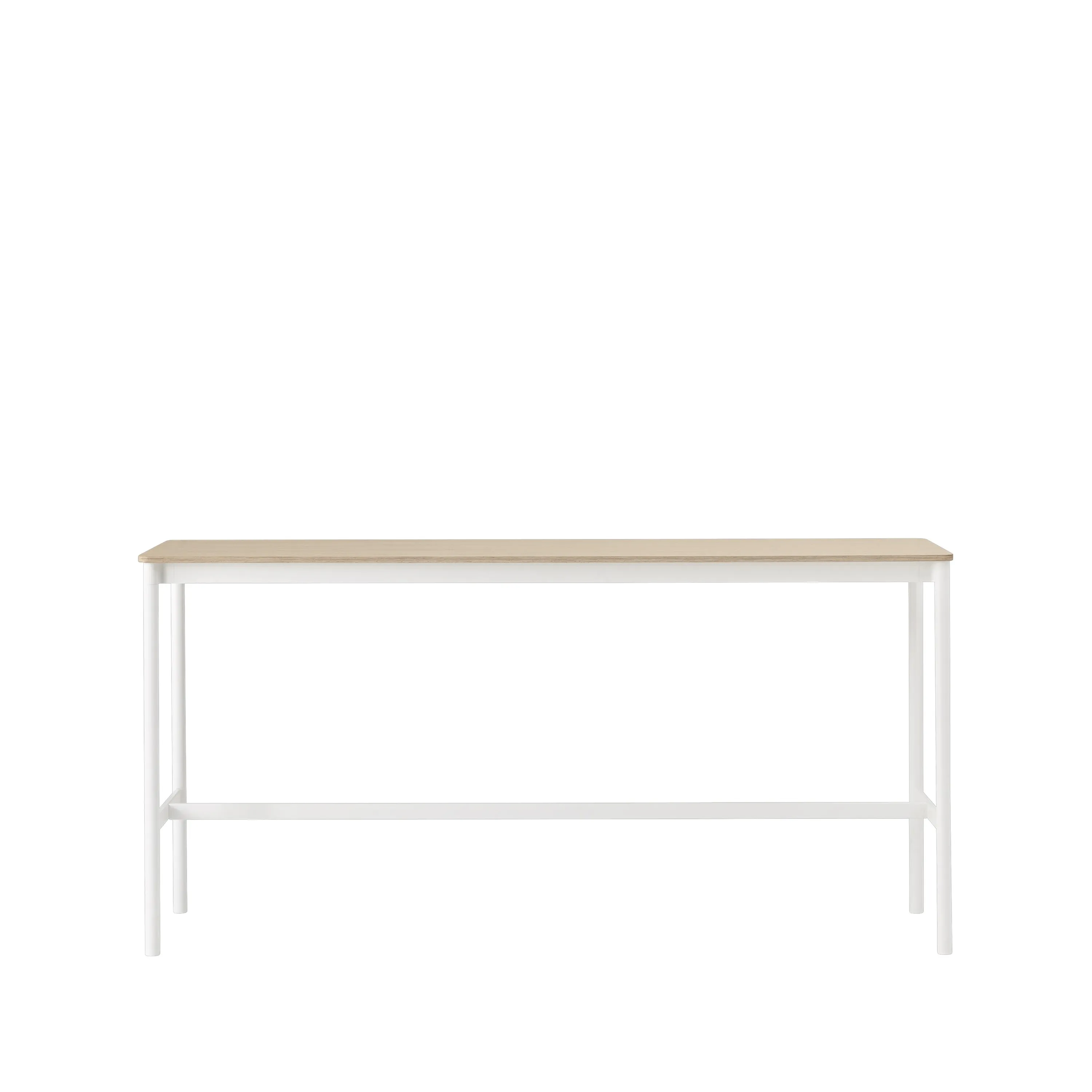 Tavolo da bar Base High.jf{font-size:18px}laminato bianco, base bianca, bordo in ABS, base: 85 cm, l. 190 cm, alt. 95 cm