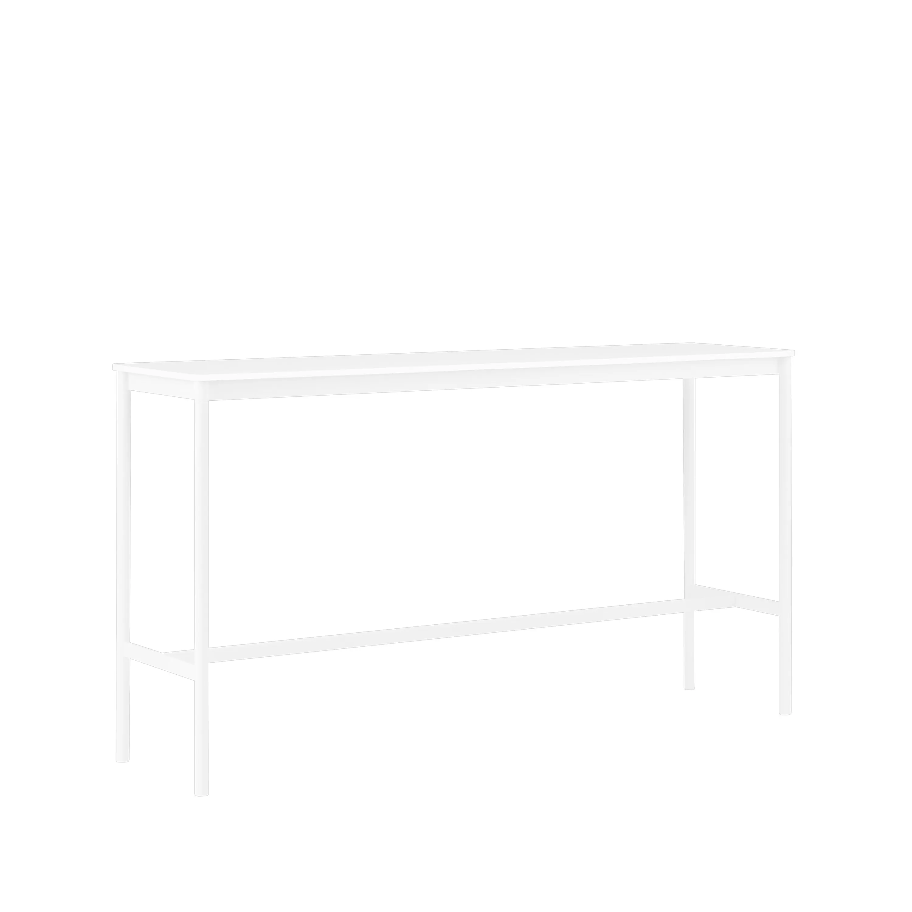 Tavolo da bar Base High.jf{font-size:18px}laminato bianco, base bianca, bordo in ABS, base: 85 cm, l. 190 cm, alt. 95 cm