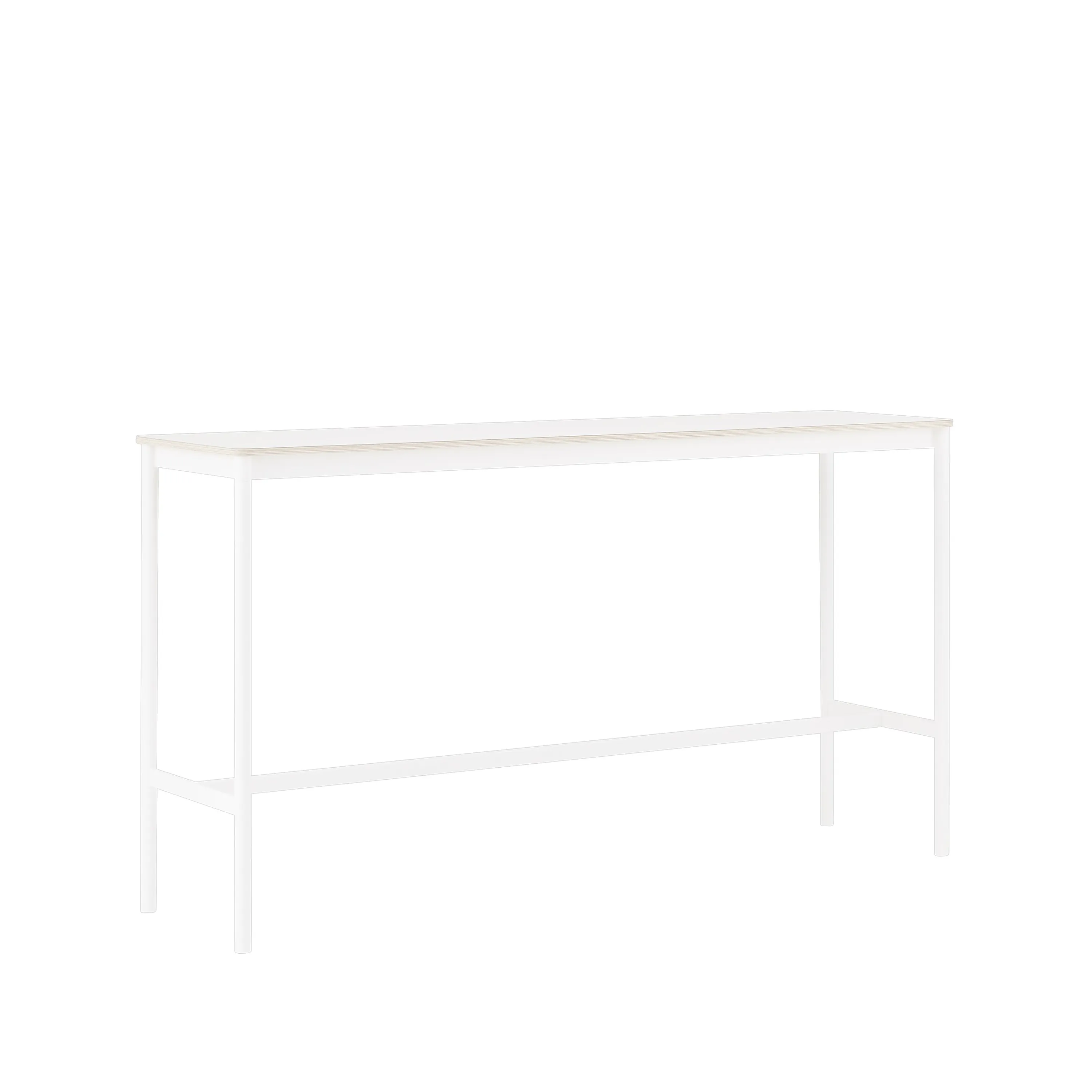 Tavolo da bar Base High.jf{font-size:18px}laminato bianco, base bianca, bordo in ABS, base: 85 cm, l. 190 cm, alt. 95 cm