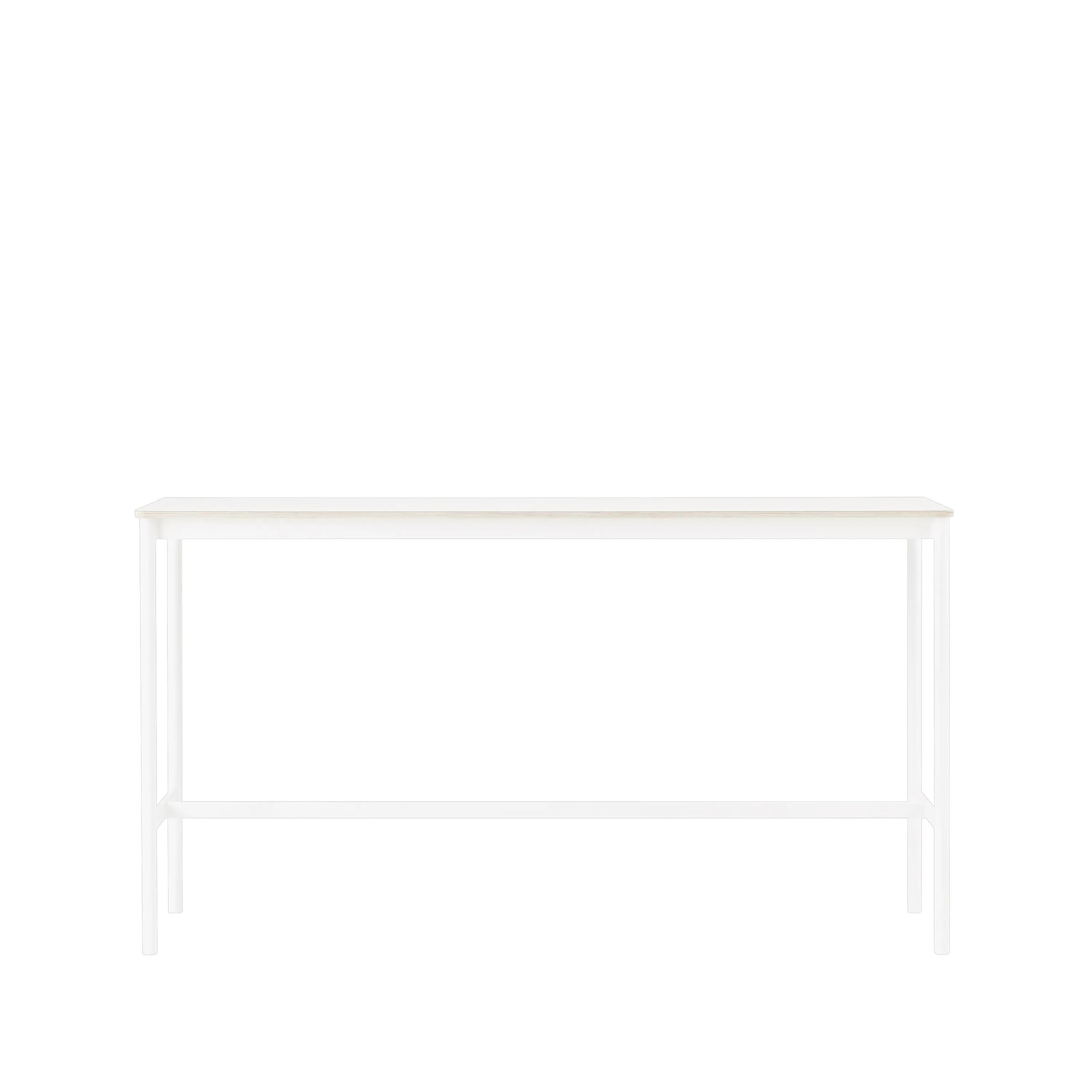 Tavolo da bar Base High.jf{font-size:18px}laminato bianco, base bianca, bordo in ABS, base: 85 cm, l. 190 cm, alt. 95 cm
