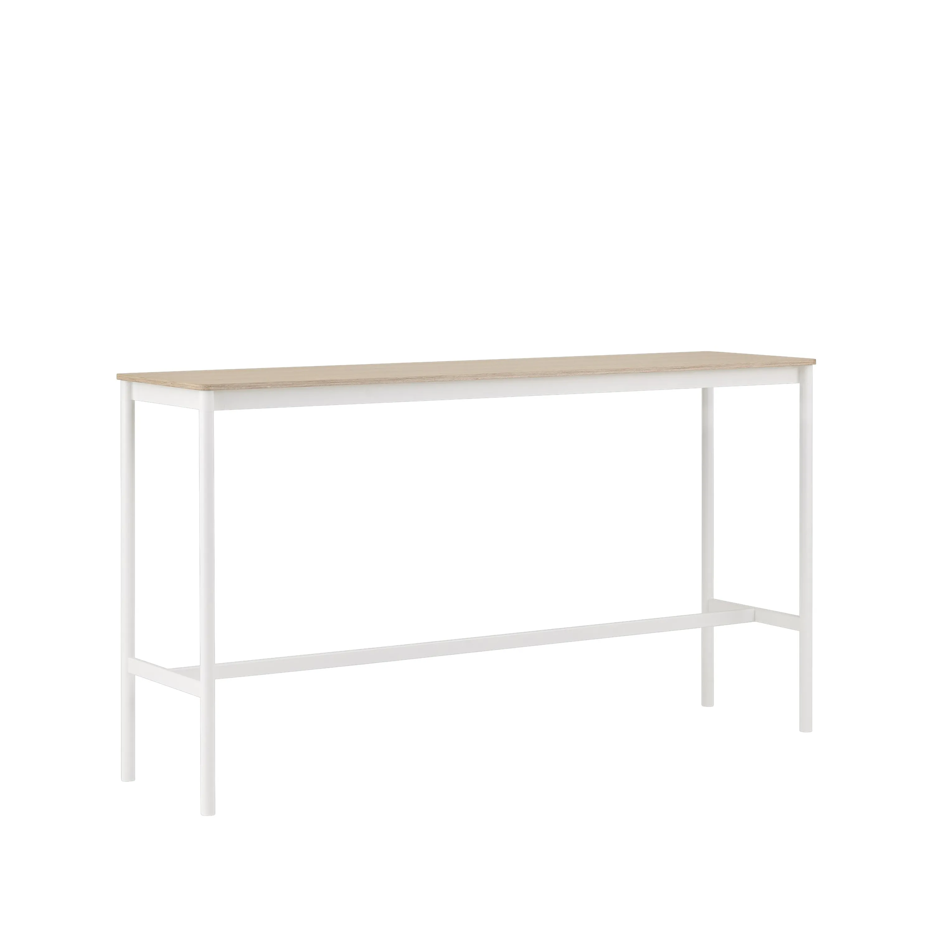 Tavolo da bar Base High.jf{font-size:18px}laminato bianco, base bianca, bordo in ABS, base: 85 cm, l. 190 cm, alt. 95 cm