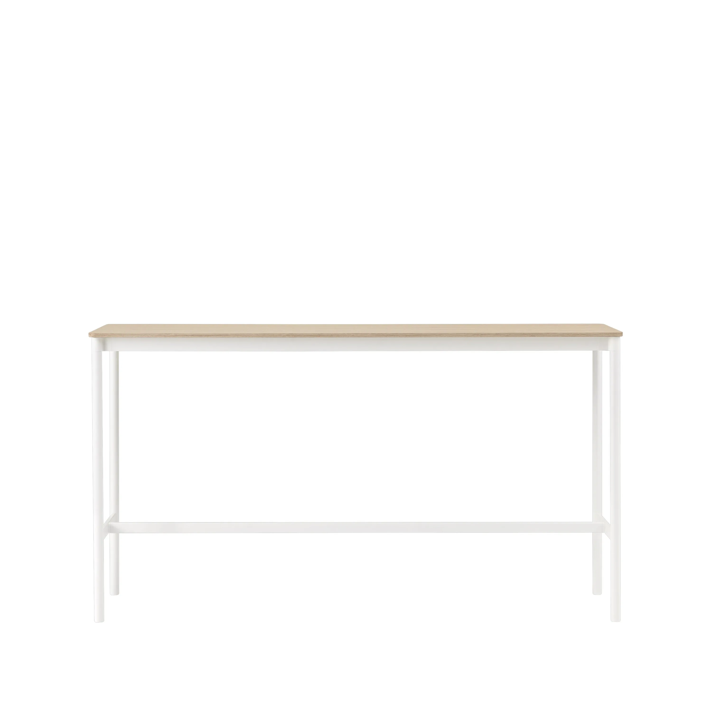 Tavolo da bar Base High.jf{font-size:18px}laminato bianco, base bianca, bordo in ABS, base: 85 cm, l. 190 cm, alt. 95 cm