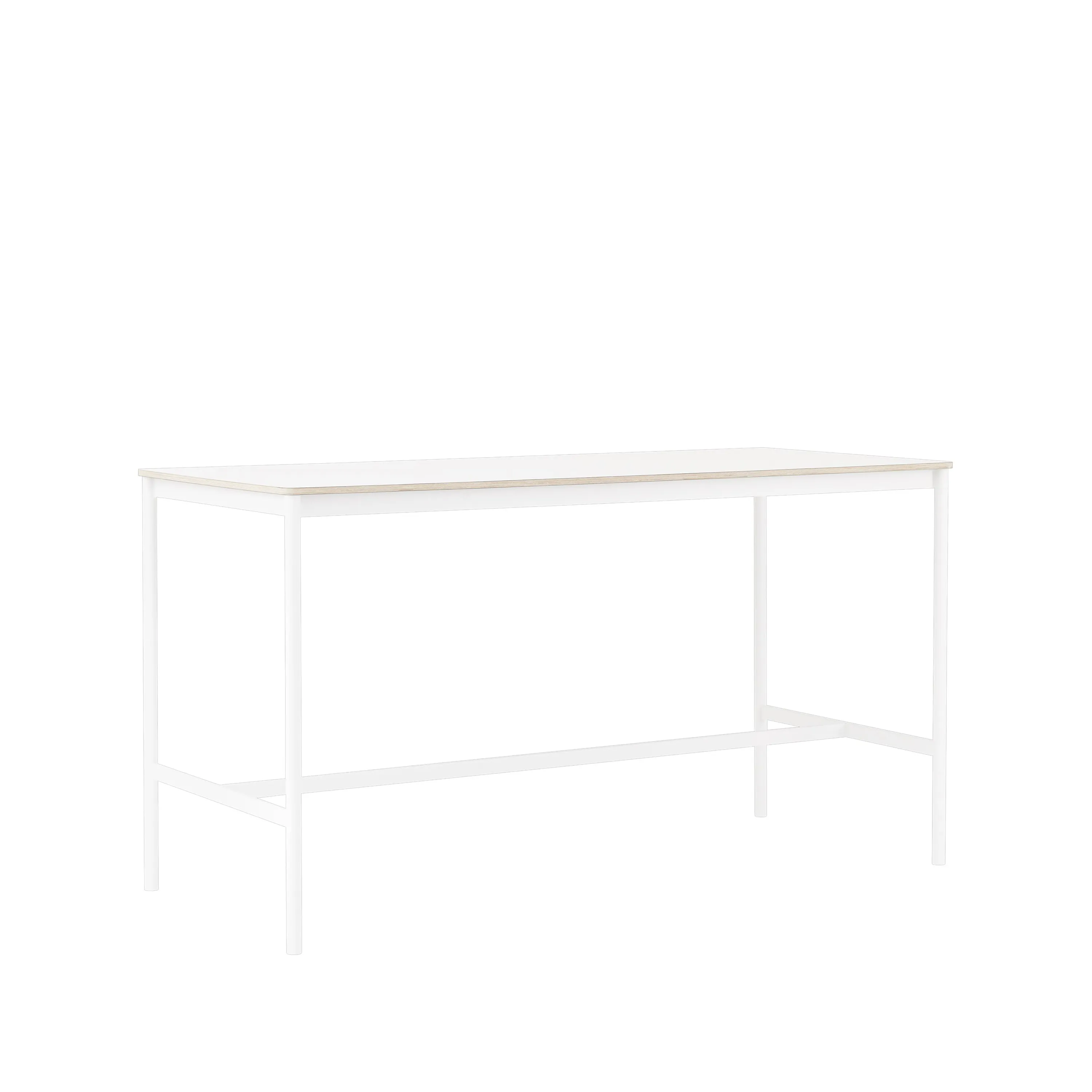 Tavolo da bar Base High.jf{font-size:18px}laminato bianco, base bianca, bordo in ABS, base: 85 cm, l. 190 cm, alt. 95 cm