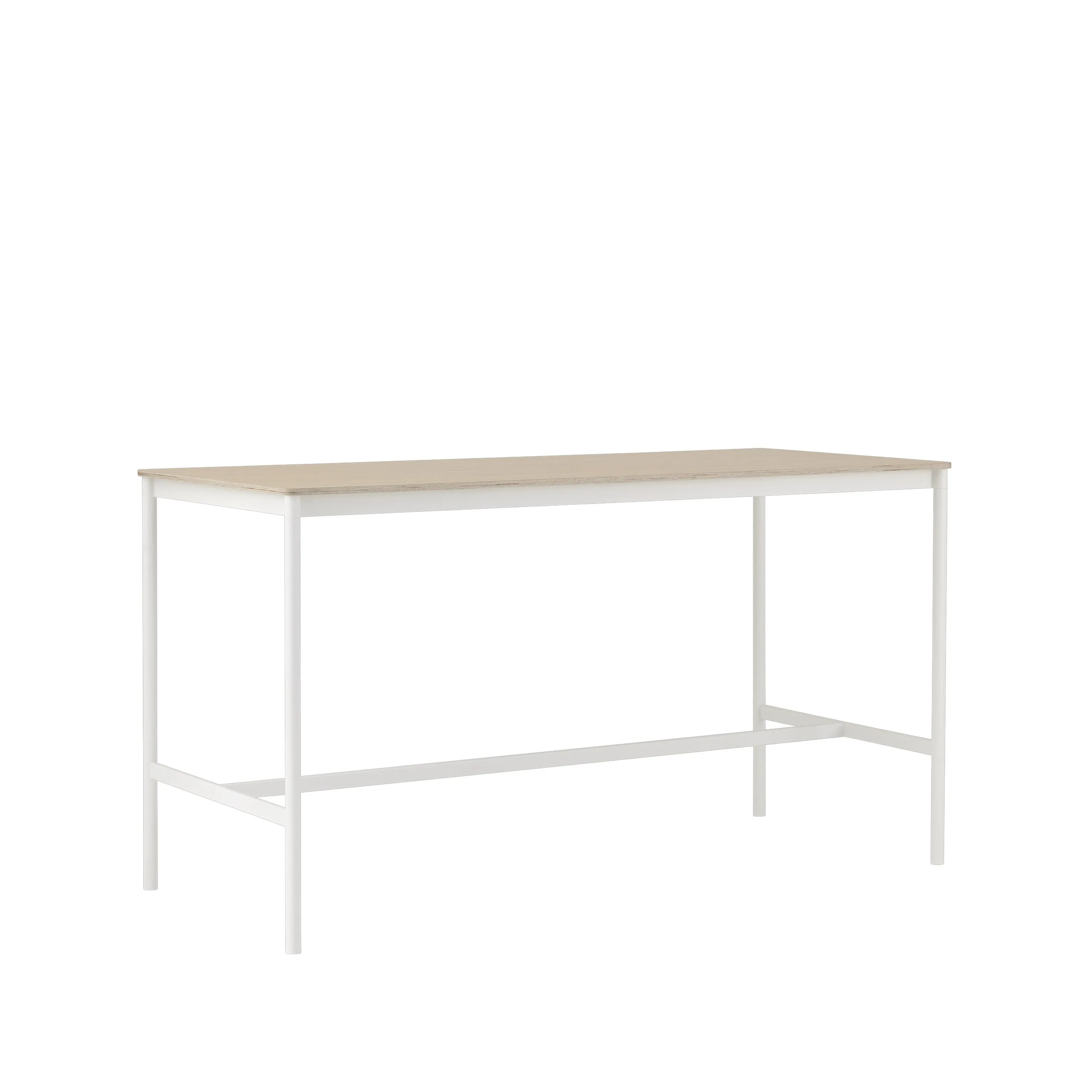 Tavolo da bar Base High.jf{font-size:18px}laminato bianco, base bianca, bordo in ABS, base: 85 cm, l. 190 cm, alt. 95 cm