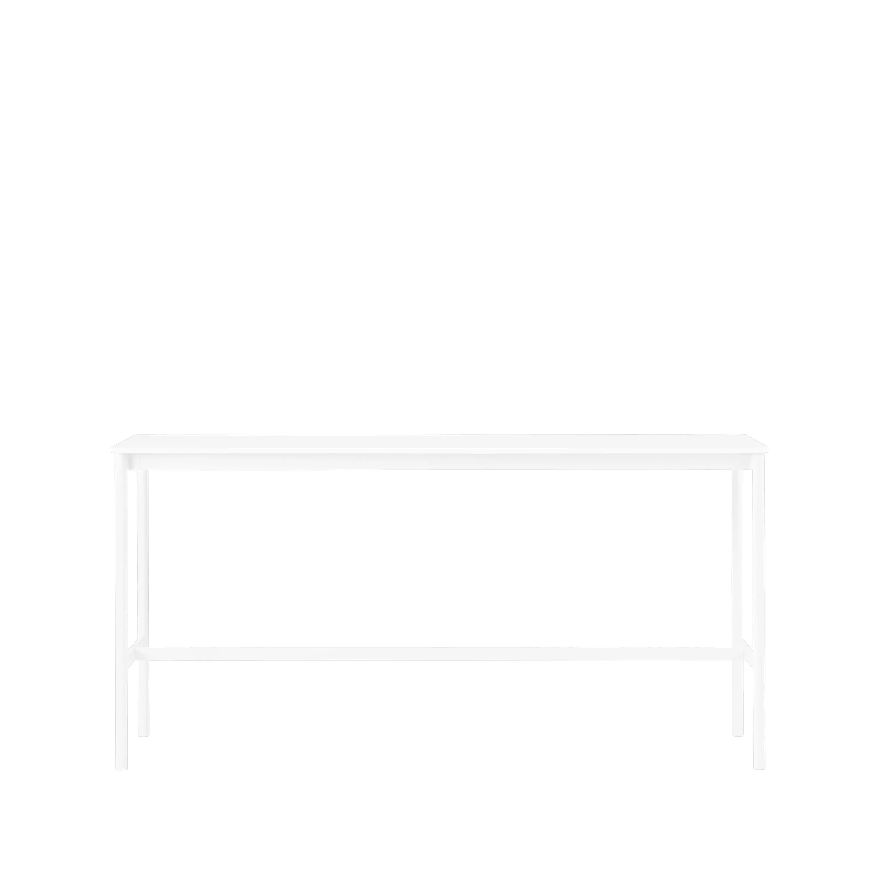 Tavolo da bar Base High.jf{font-size:18px}laminato bianco, base bianca, bordo in ABS, base: 85 cm, l. 190 cm, alt. 95 cm