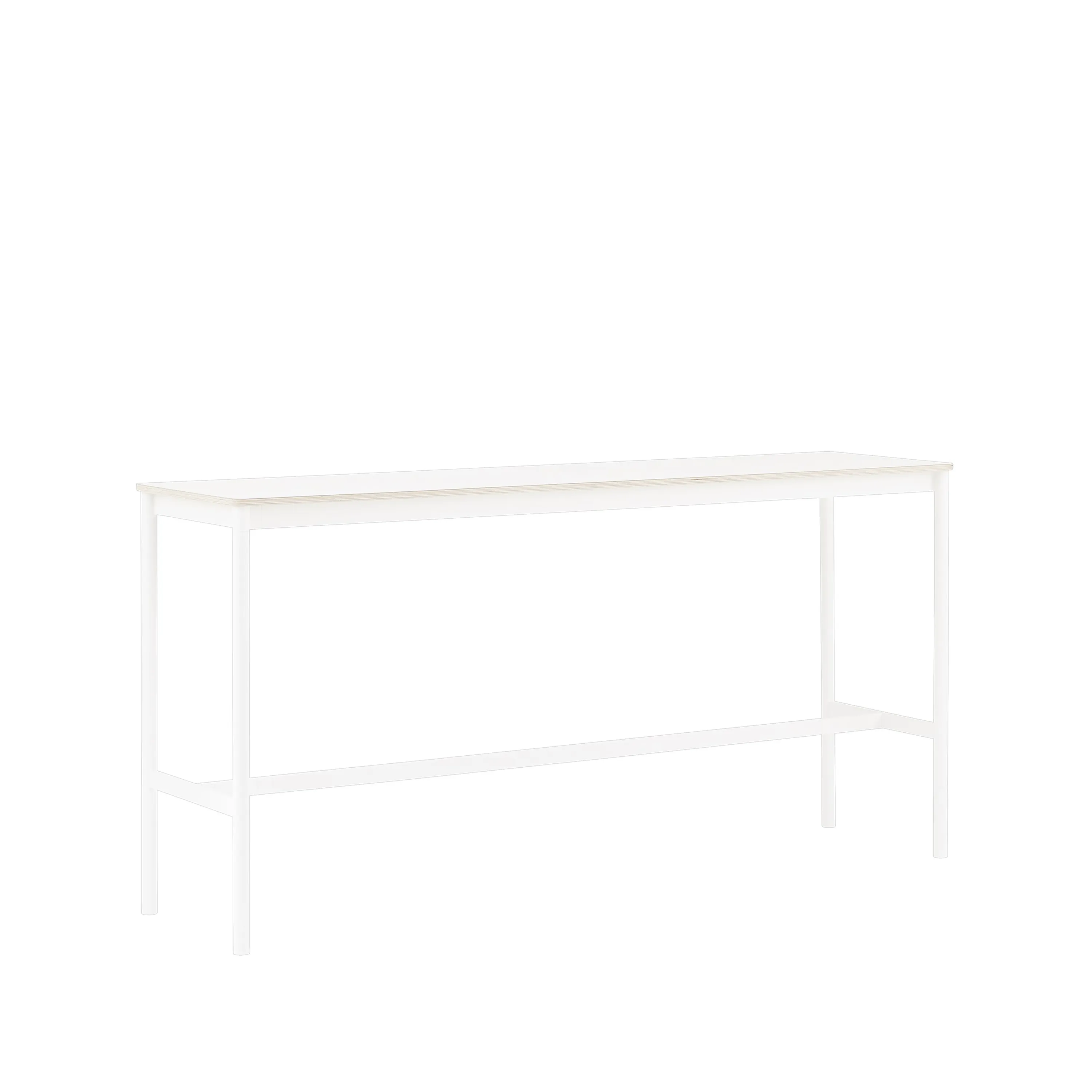 Tavolo da bar Base High.jf{font-size:18px}laminato bianco, base bianca, bordo in ABS, base: 85 cm, l. 190 cm, alt. 95 cm