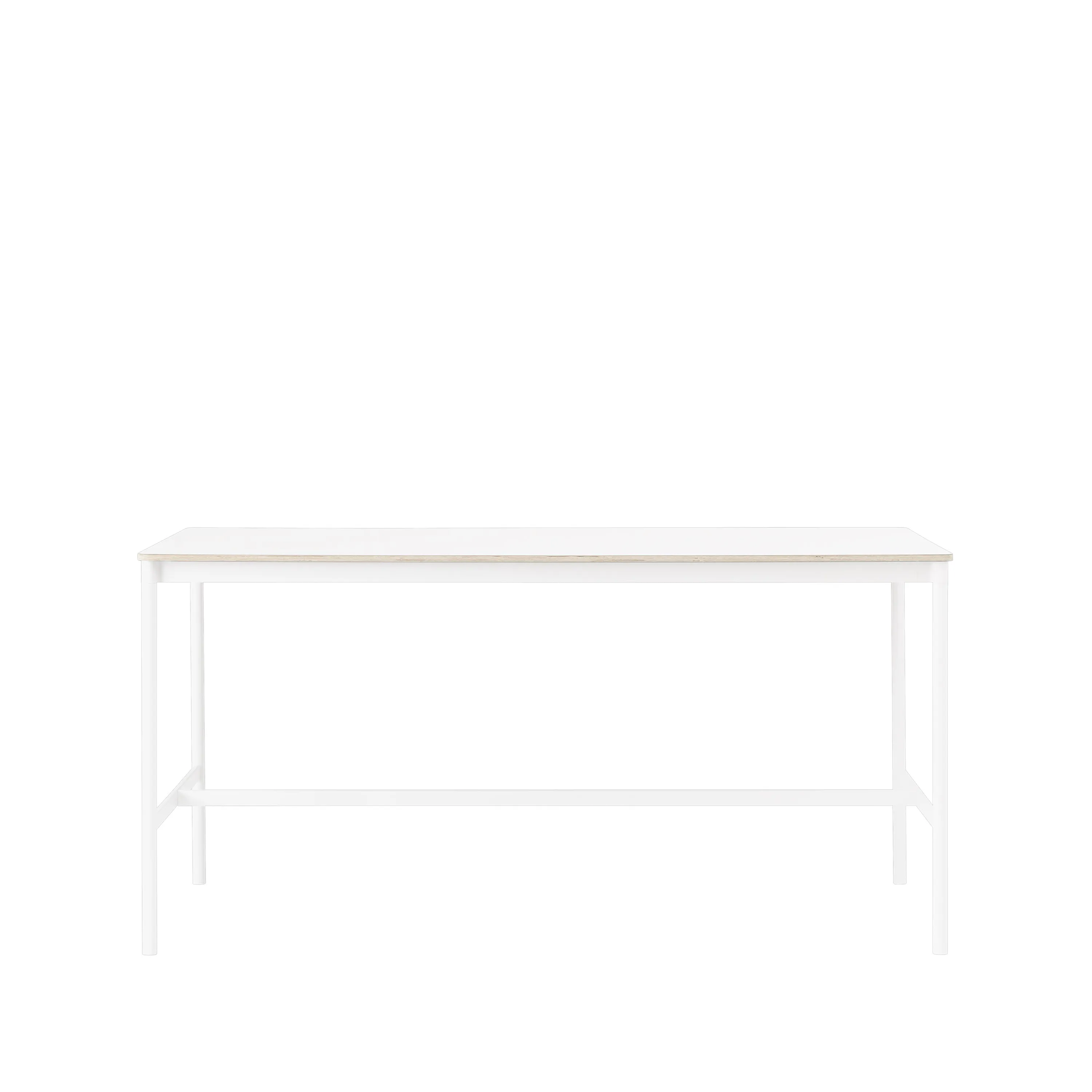 Tavolo da bar Base High.jf{font-size:18px}laminato bianco, base bianca, bordo in ABS, base: 85 cm, l. 190 cm, alt. 95 cm