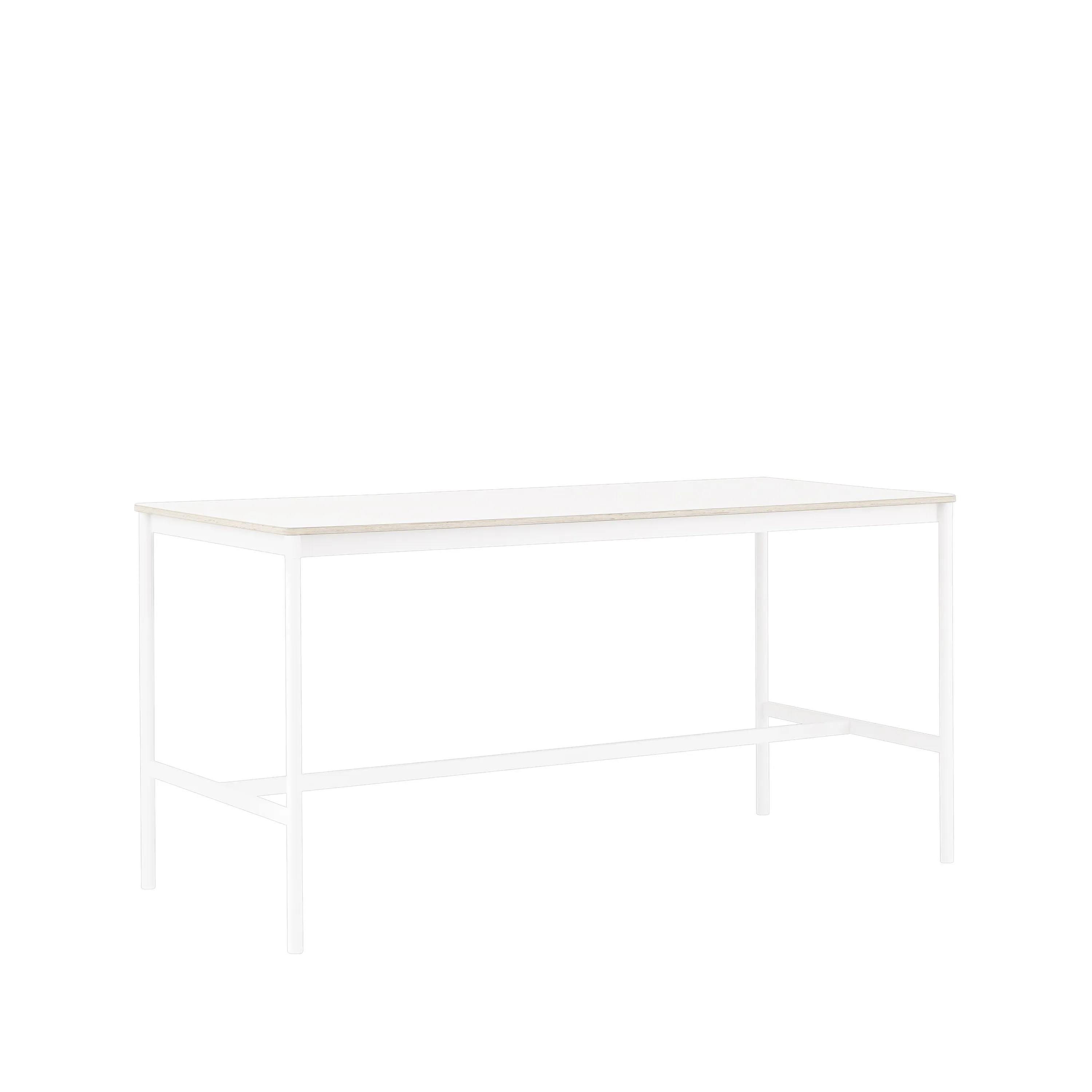Tavolo da bar Base High.jf{font-size:18px}laminato bianco, base bianca, bordo in ABS, base: 85 cm, l. 190 cm, alt. 95 cm