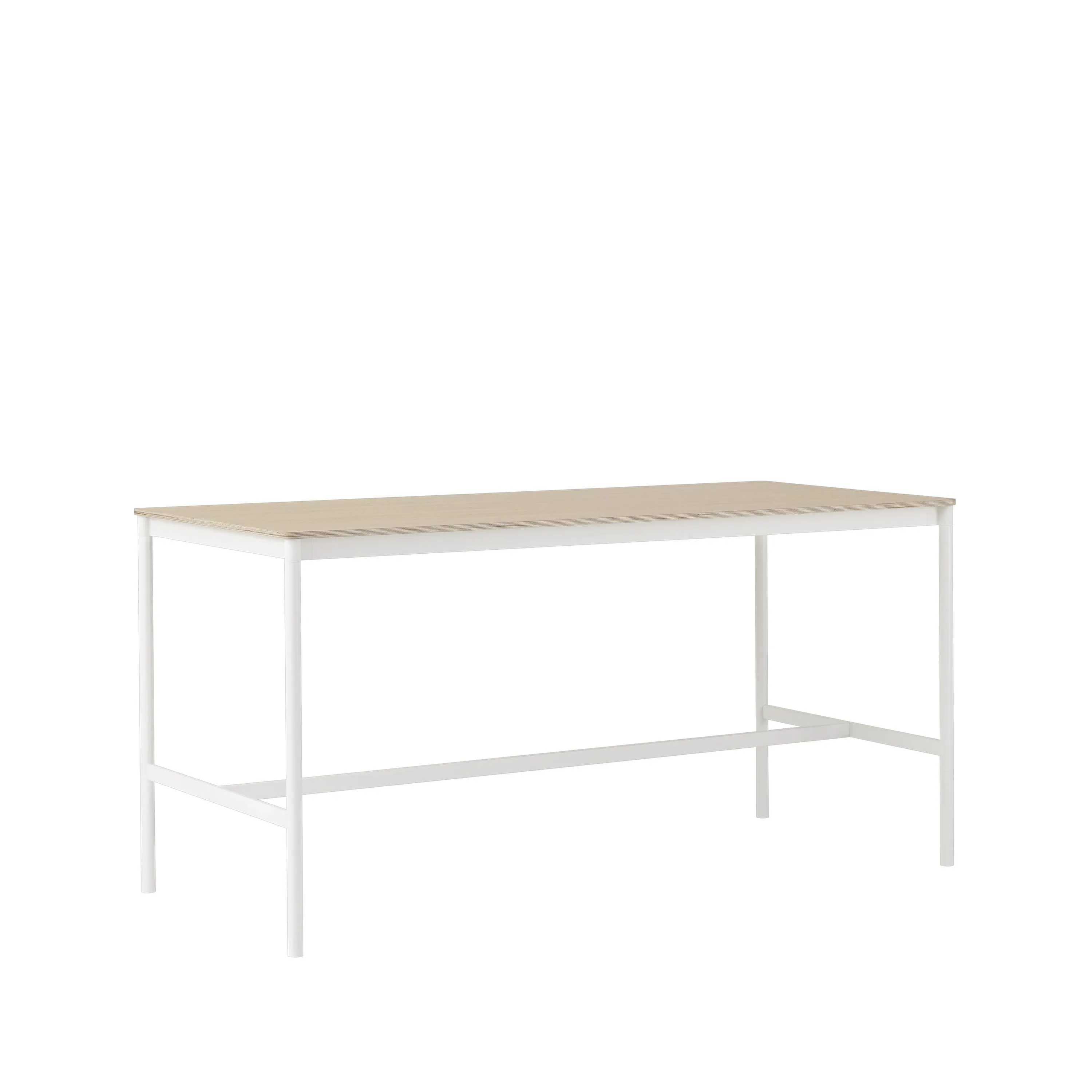 Tavolo da bar Base High.jf{font-size:18px}laminato bianco, base bianca, bordo in ABS, base: 85 cm, l. 190 cm, alt. 95 cm