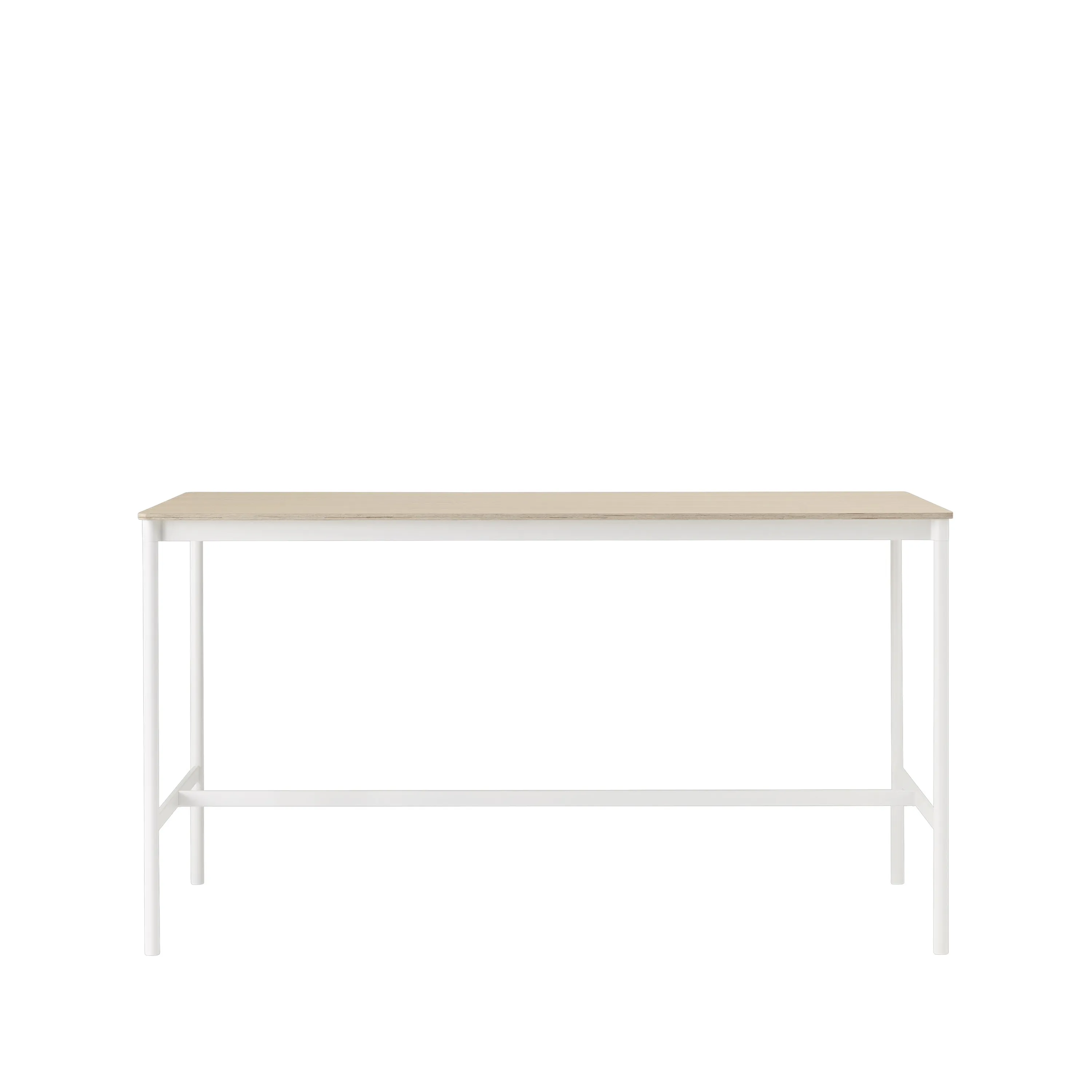 Tavolo da bar Base High.jf{font-size:18px}laminato bianco, base bianca, bordo in ABS, base: 85 cm, l. 190 cm, alt. 95 cm