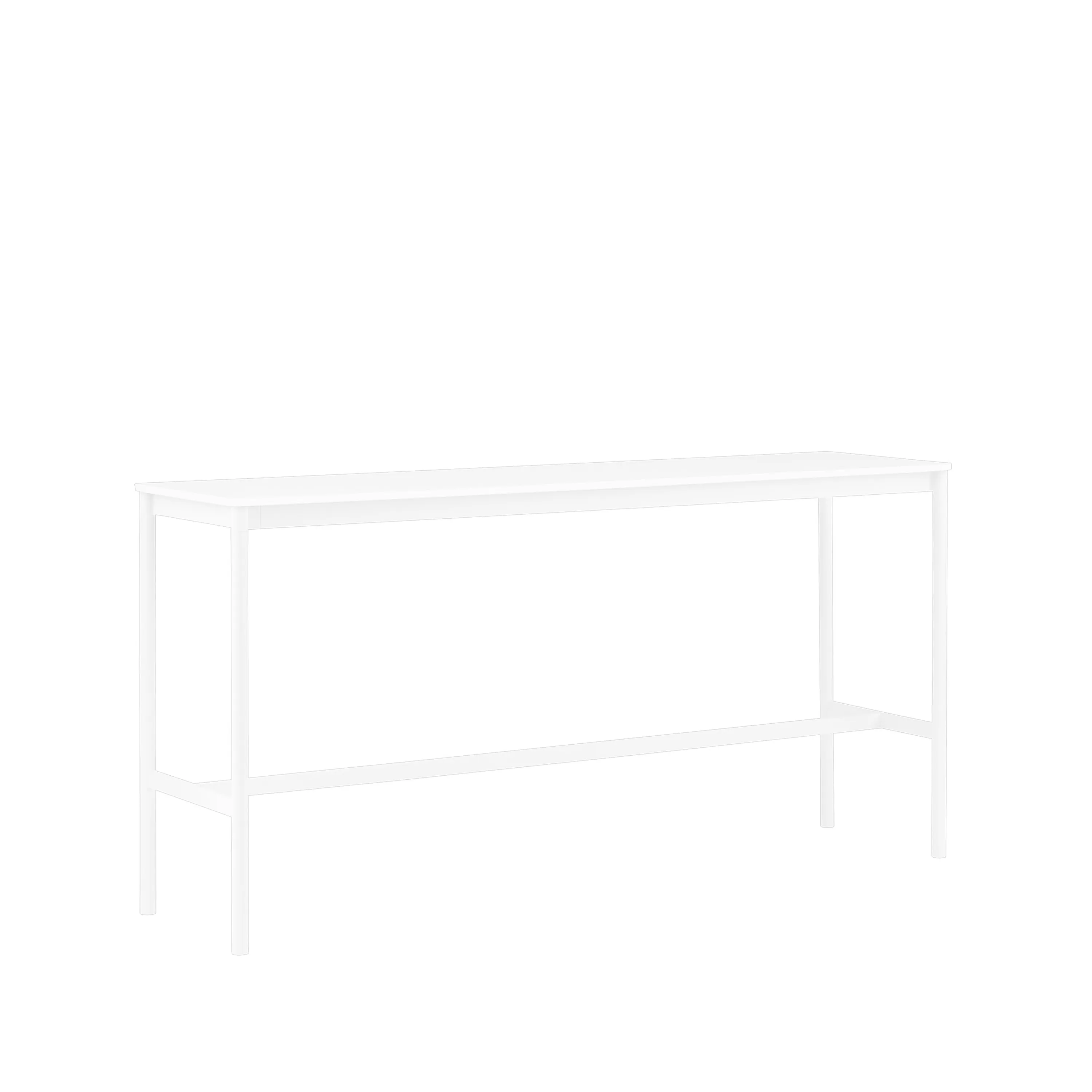 Tavolo da bar Base High.jf{font-size:18px}laminato bianco, base bianca, bordo in ABS, base: 85 cm, l. 190 cm, alt. 95 cm
