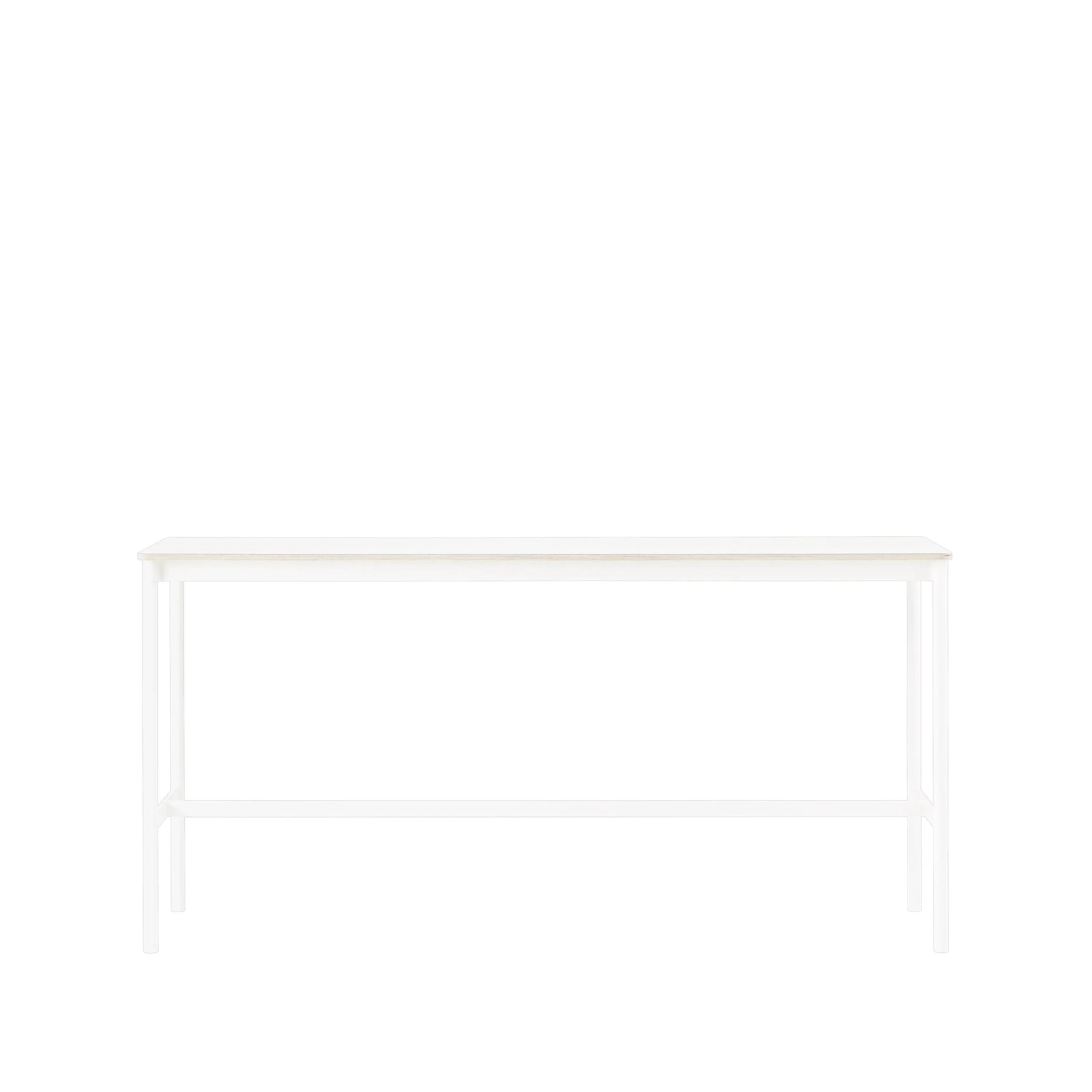 Tavolo da bar Base High.jf{font-size:18px}laminato bianco, base bianca, bordo in ABS, base: 85 cm, l. 190 cm, alt. 95 cm
